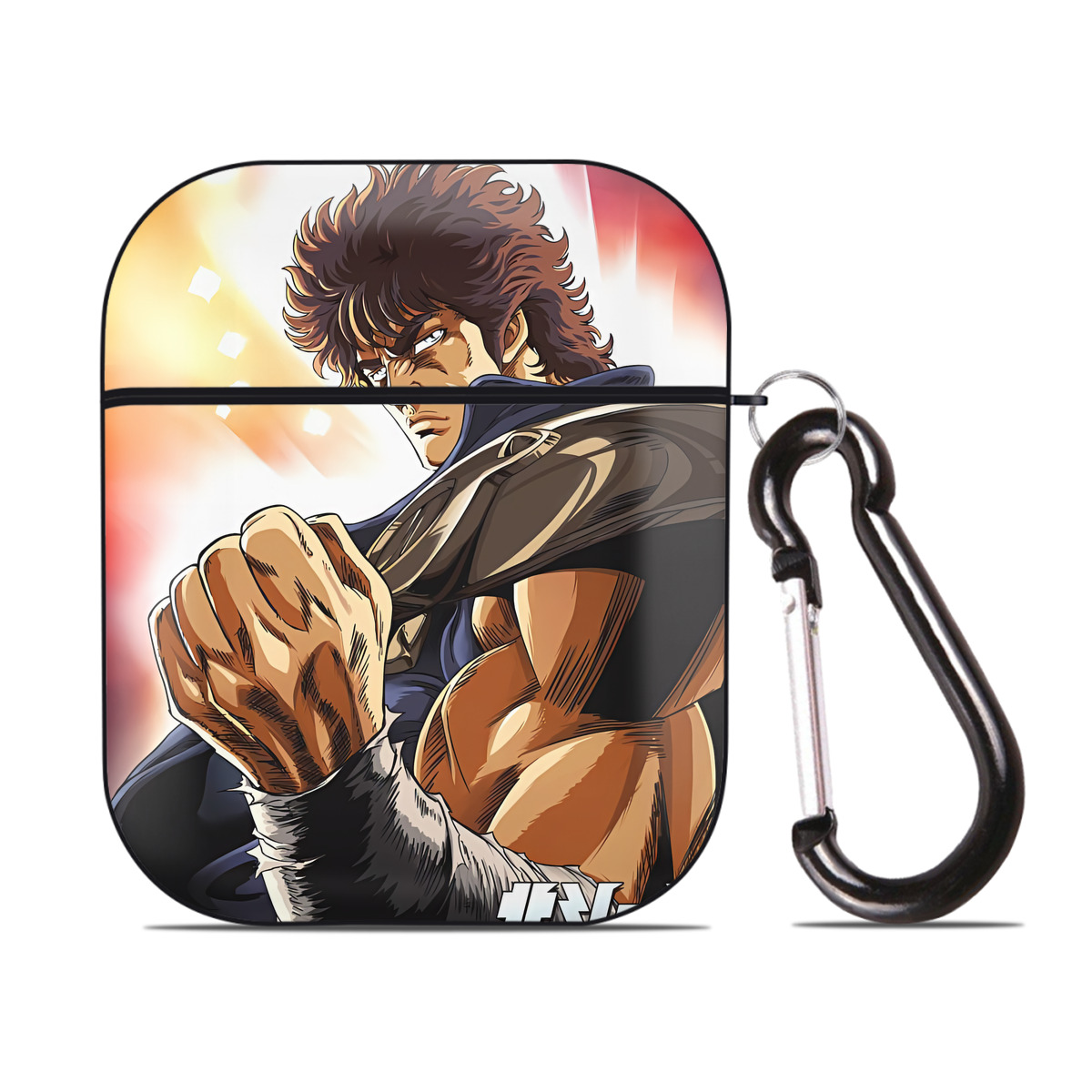 （画像用） 北斗の拳 Fist of the North Star AirPods 第2世代保護ケース ハードシェル ブラック 耐衝撃・防指紋・カラビナ付き