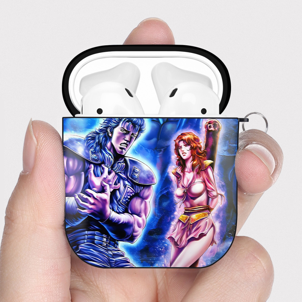 （画像用） 北斗の拳 Fist of the North Star AirPods 第2世代保護ケース ハードシェル ブラック 耐衝撃・防指紋・カラビナ付き