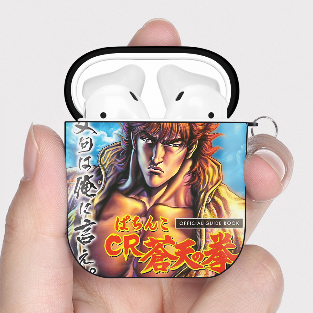 （画像用） 北斗の拳 Fist of the North Star AirPods 第2世代保護ケース ハードシェル ブラック 耐衝撃・防指紋・カラビナ付き