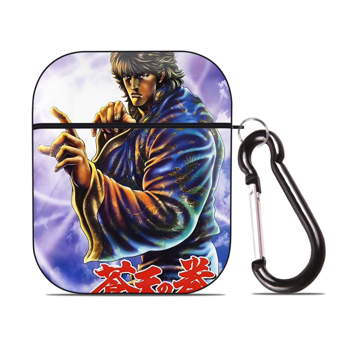 （画像用） 北斗の拳 Fist of the North Star AirPods 第2世代保護ケース ハードシェル ブラック 耐衝撃・防指紋・カラビナ付き