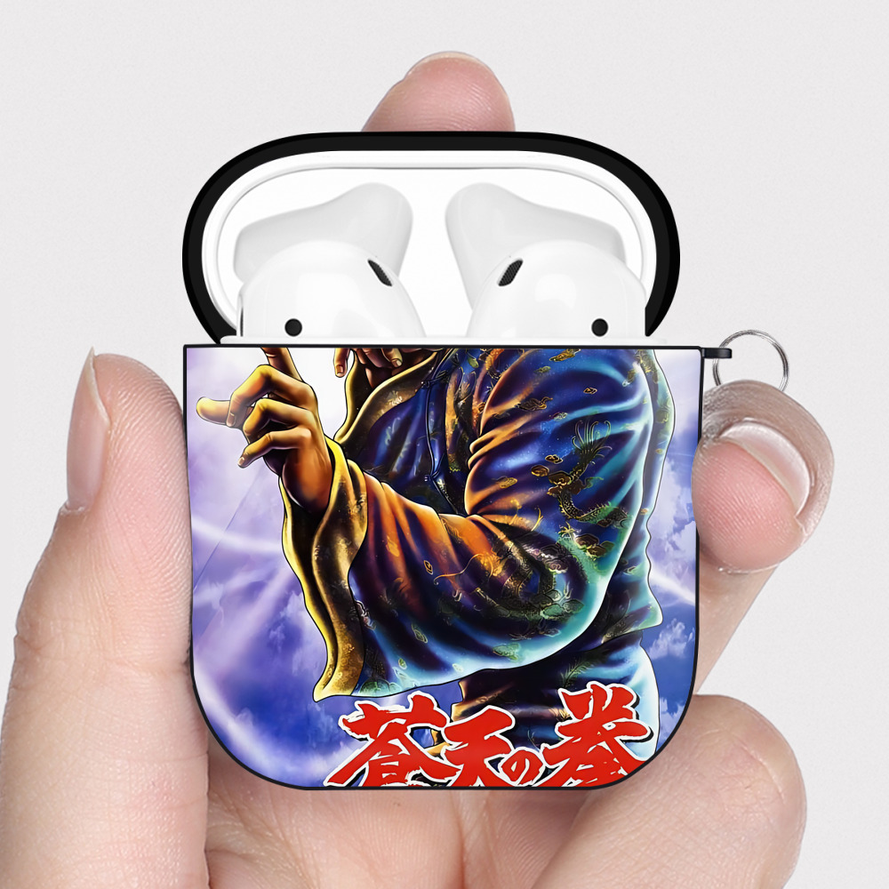 （画像用） 北斗の拳 Fist of the North Star AirPods 第2世代保護ケース ハードシェル ブラック 耐衝撃・防指紋・カラビナ付き
