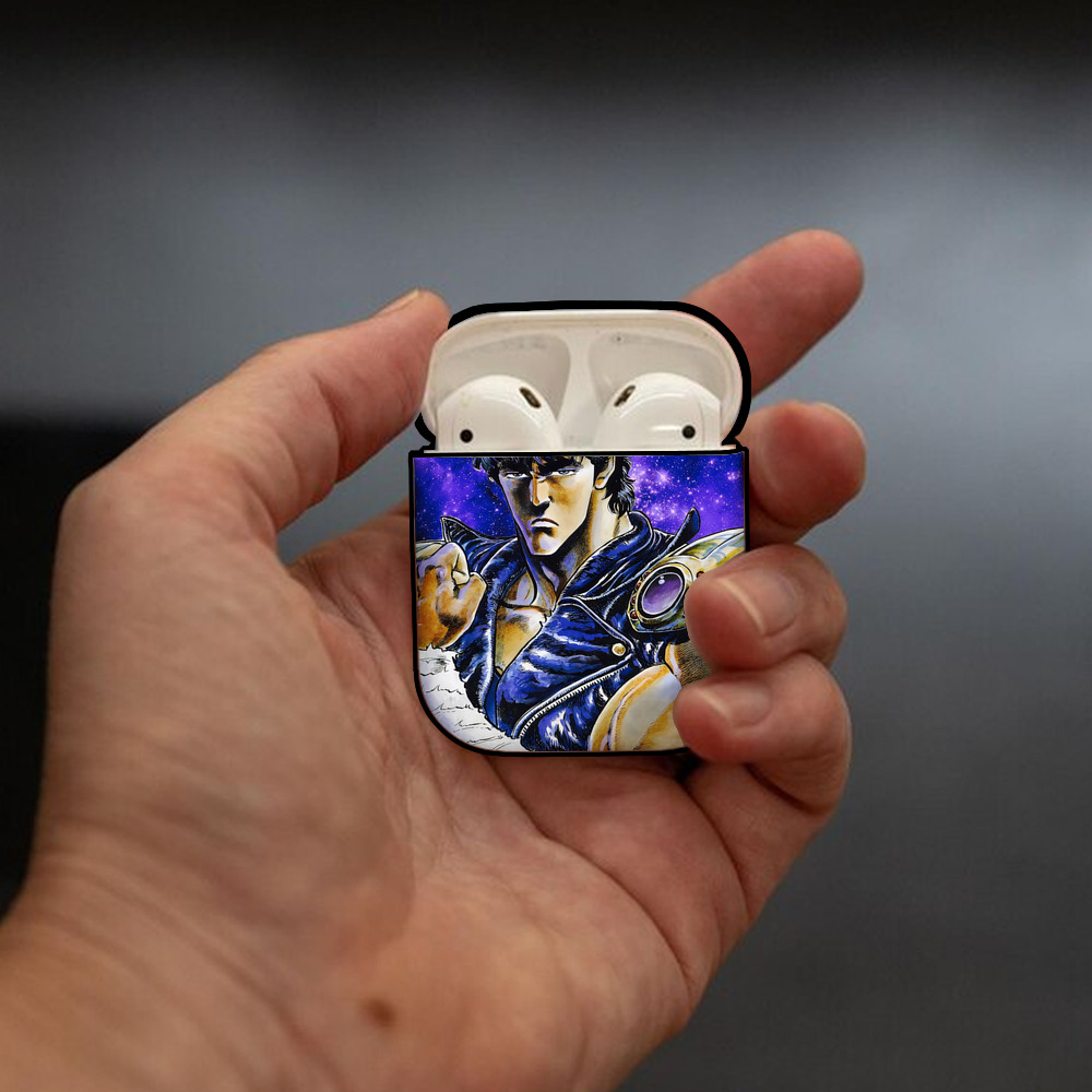北斗の拳 Fist of the North Star AirPods 第2世代保護ケース ハードシェル ブラック 耐衝撃・防指紋・カラビナ付き