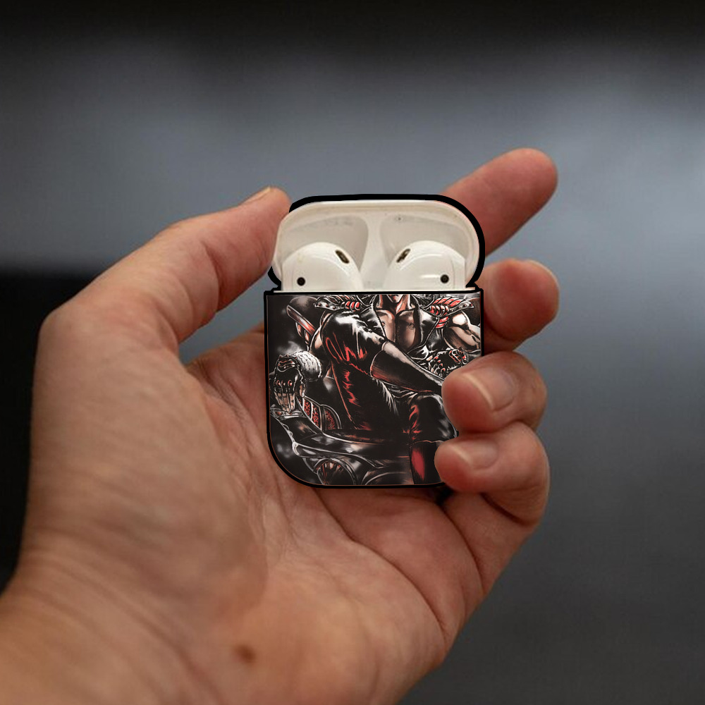 北斗の拳 Fist of the North Star AirPods 第2世代保護ケース ハードシェル ブラック 耐衝撃・防指紋・カラビナ付き