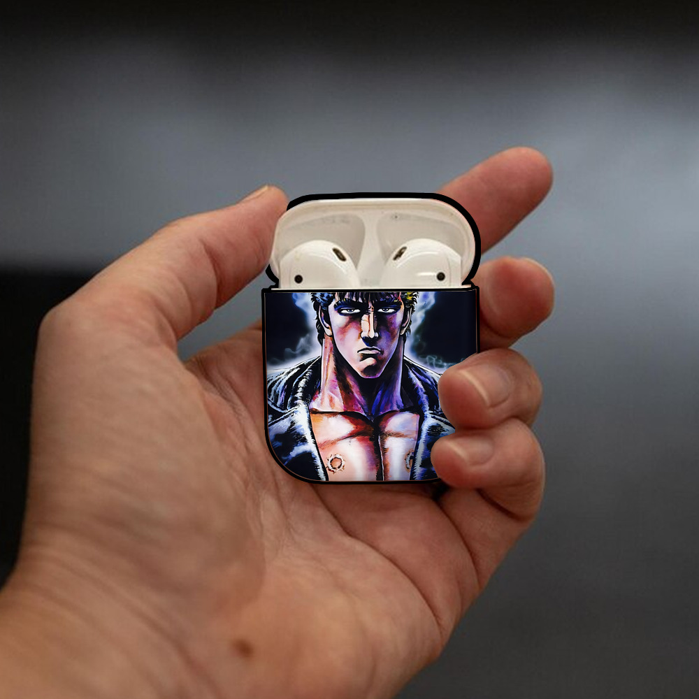 北斗の拳 Fist of the North Star AirPods 第2世代保護ケース ハードシェル ブラック 耐衝撃・防指紋・カラビナ付き