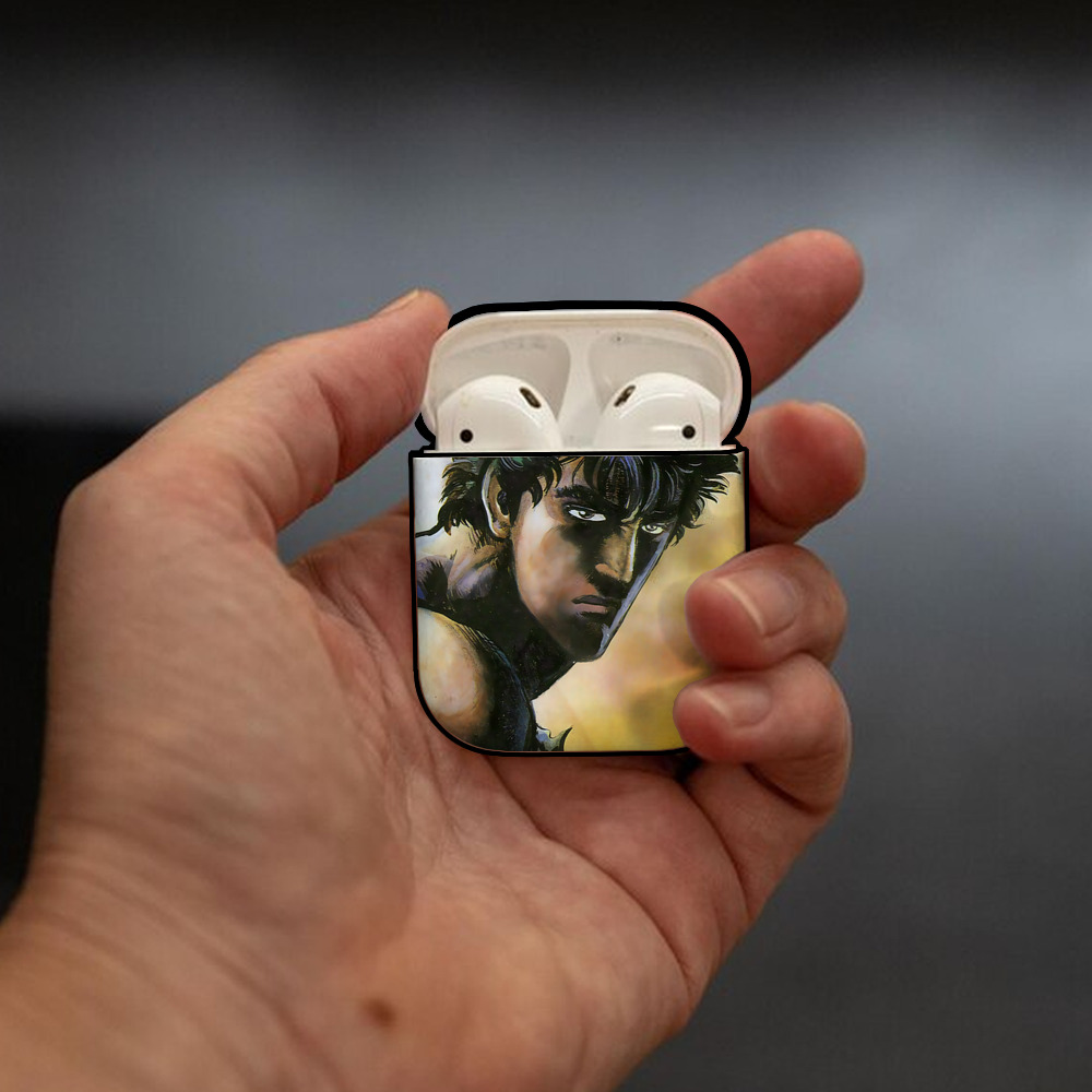 北斗の拳 Fist of the North Star AirPods 第2世代保護ケース ハードシェル ブラック 耐衝撃・防指紋・カラビナ付き