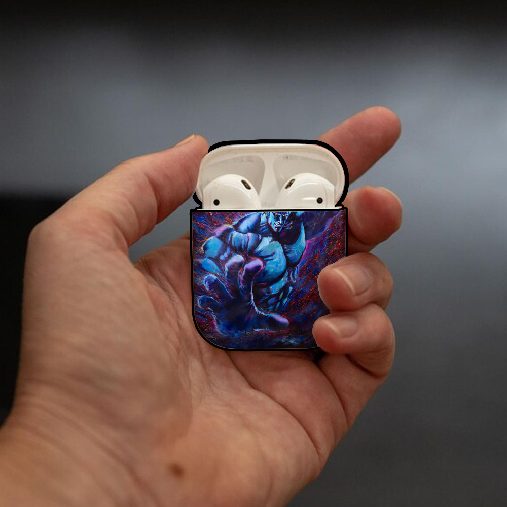 北斗の拳 Fist of the North Star AirPods 第2世代保護ケース ハードシェル ブラック 耐衝撃・防指紋・カラビナ付き