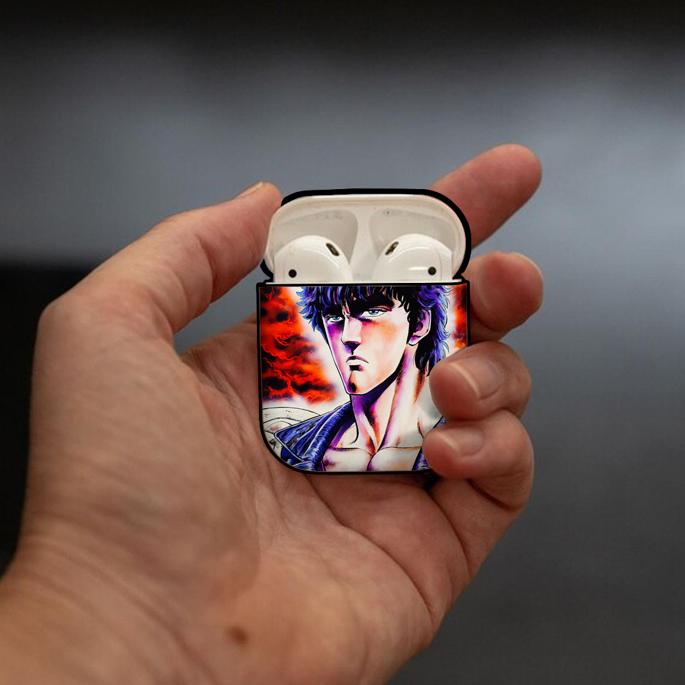 北斗の拳 Fist of the North Star AirPods 第2世代保護ケース ハードシェル ブラック 耐衝撃・防指紋・カラビナ付き