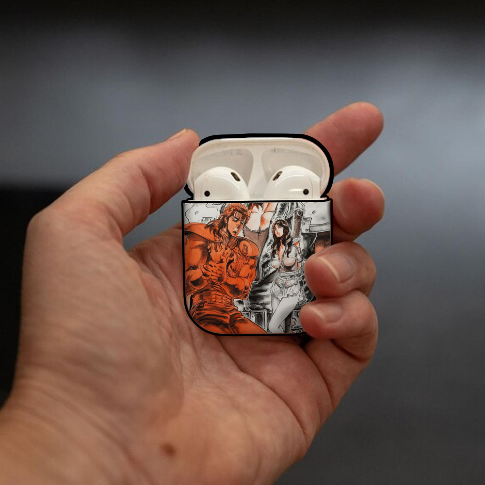 北斗の拳 Fist of the North Star AirPods 第2世代保護ケース ハードシェル ブラック 耐衝撃・防指紋・カラビナ付き