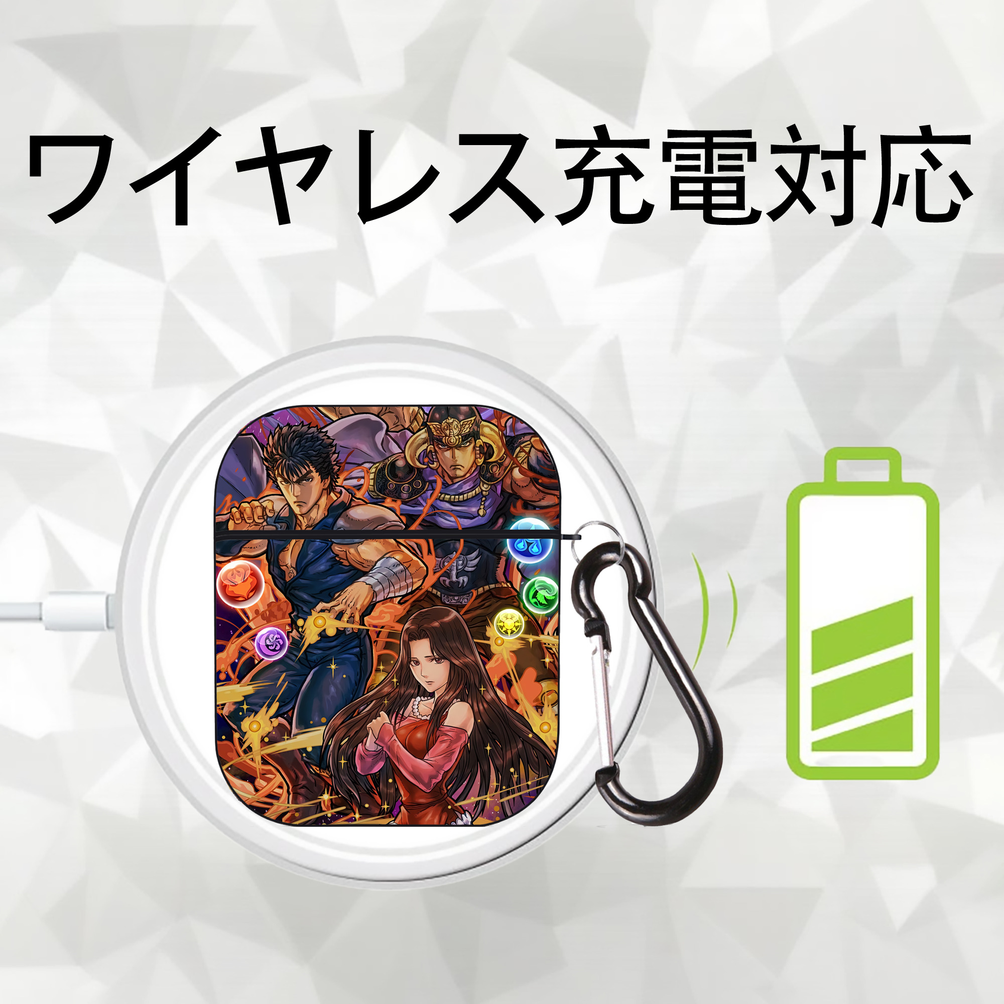 北斗の拳 Fist of the North Star AirPods 第2世代保護ケース ハードシェル ブラック 耐衝撃・防指紋・カラビナ付き