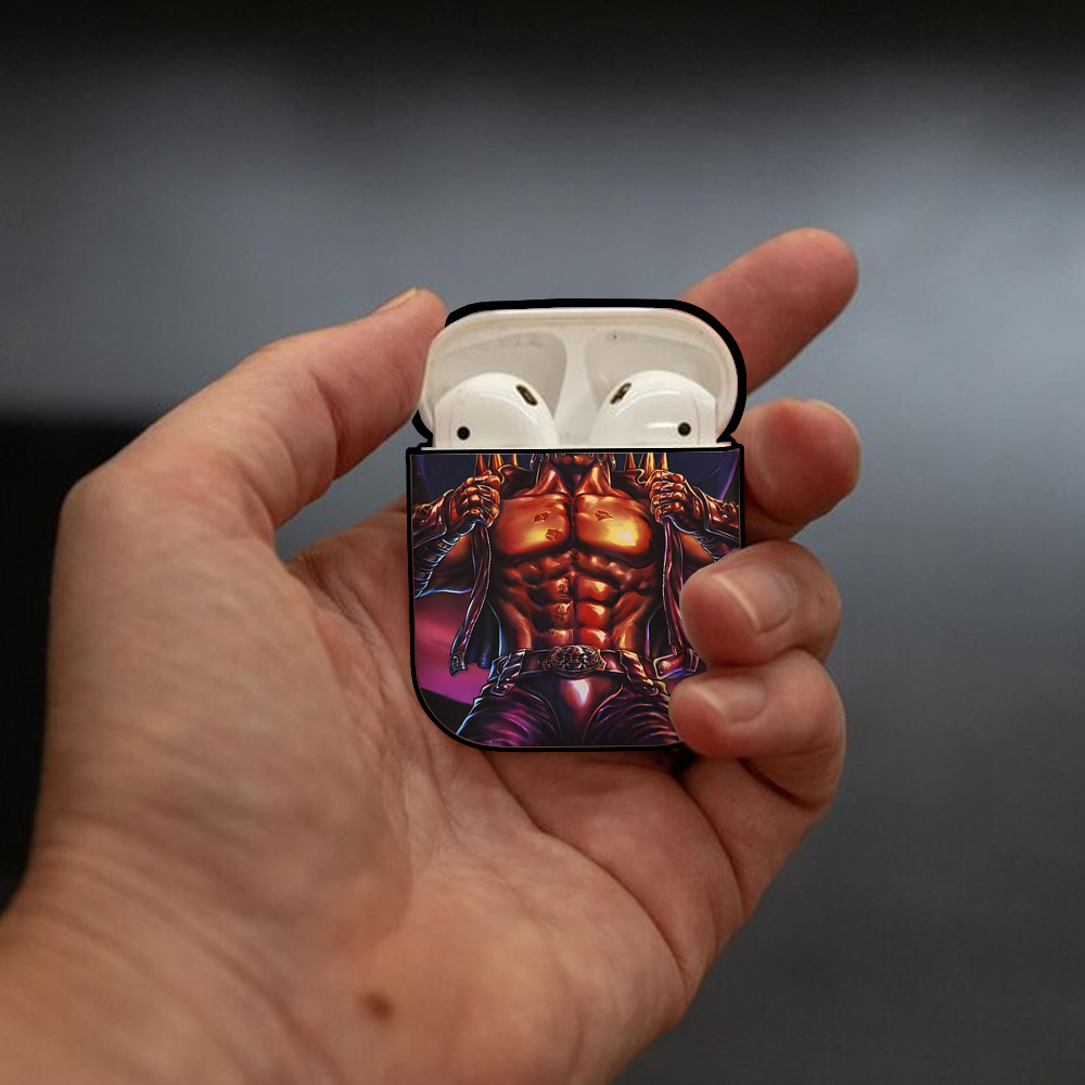 北斗の拳 Fist of the North Star AirPods 第2世代保護ケース ハードシェル ブラック 耐衝撃・防指紋・カラビナ付き