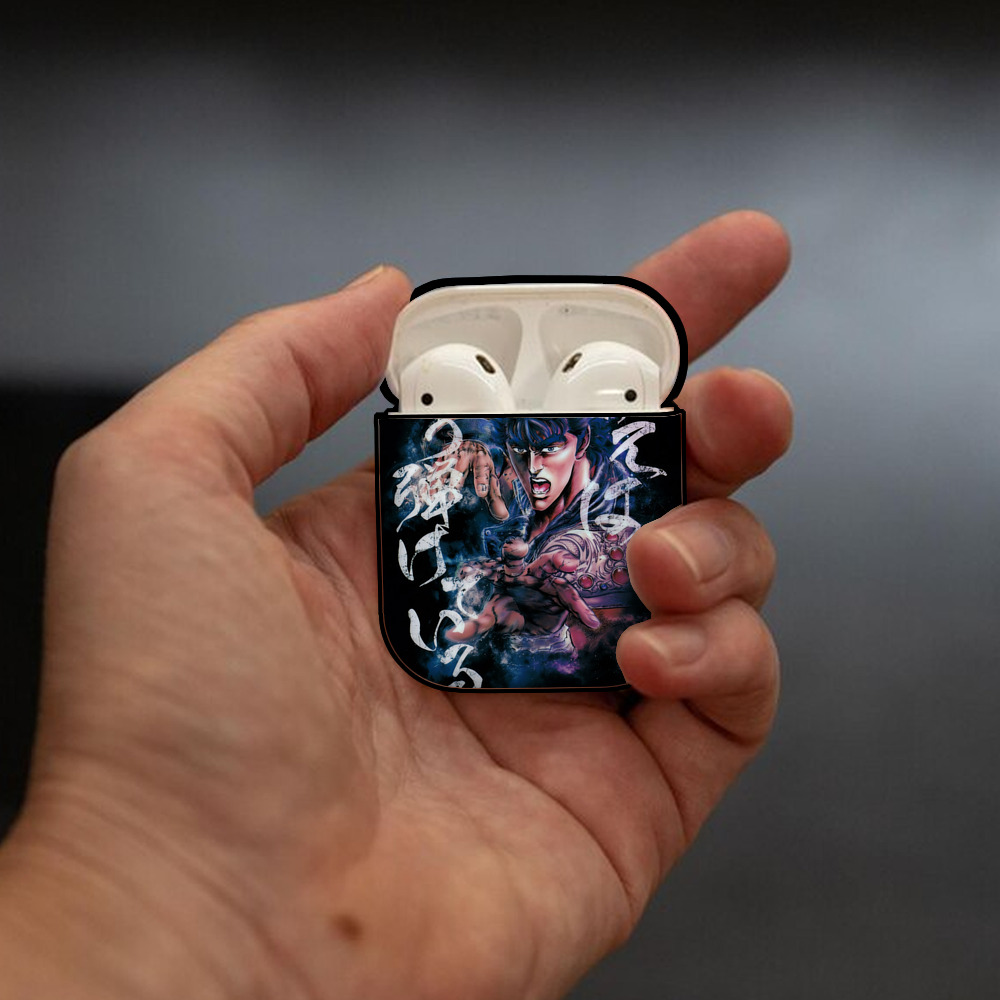 北斗の拳 Fist of the North Star AirPods 第2世代保護ケース ハードシェル ブラック 耐衝撃・防指紋・カラビナ付き