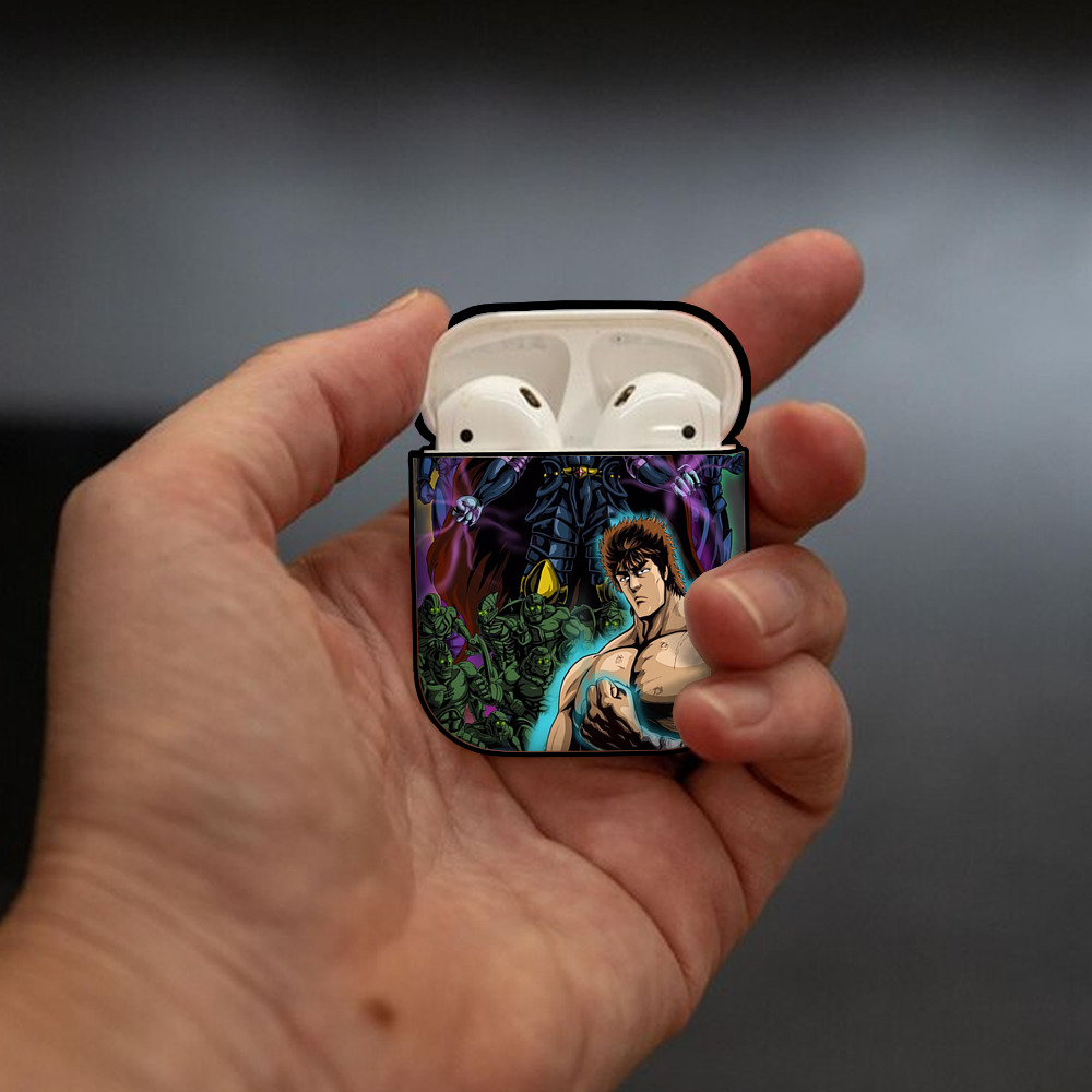 北斗の拳 Fist of the North Star AirPods 第2世代保護ケース ハードシェル ブラック 耐衝撃・防指紋・カラビナ付き