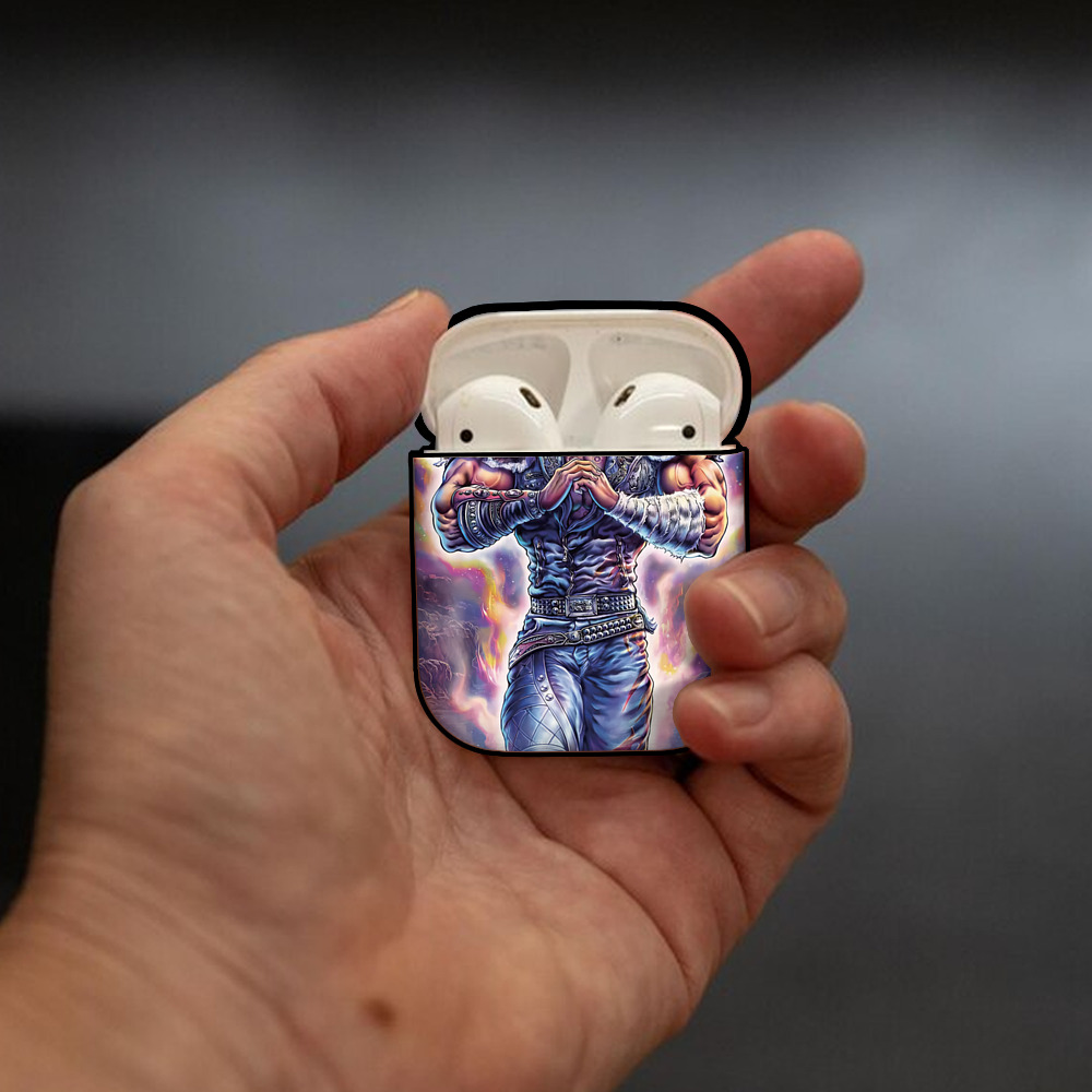 北斗の拳 Fist of the North Star AirPods 第2世代保護ケース ハードシェル ブラック 耐衝撃・防指紋・カラビナ付き