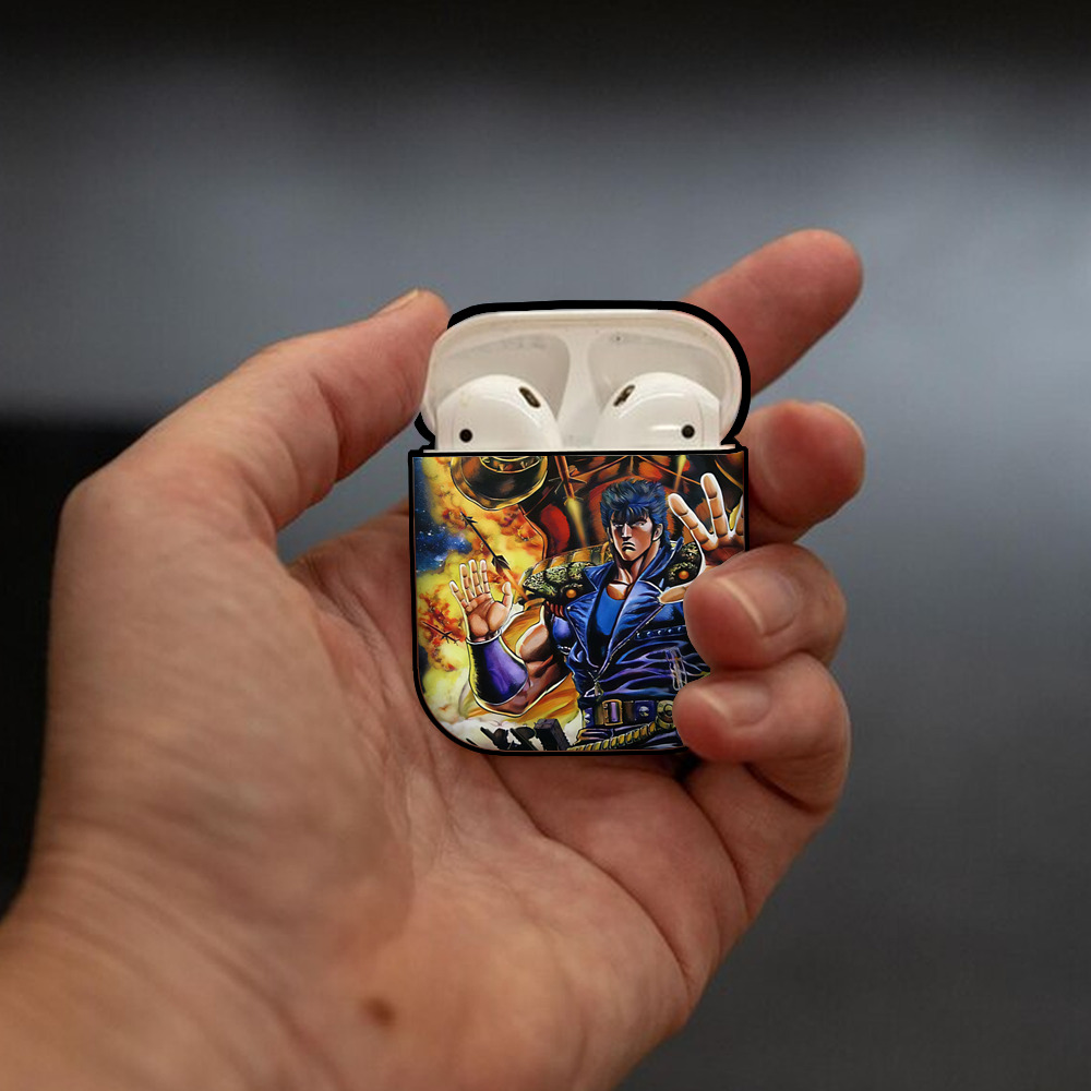 北斗の拳 Fist of the North Star AirPods 第2世代保護ケース ハードシェル ブラック 耐衝撃・防指紋・カラビナ付き