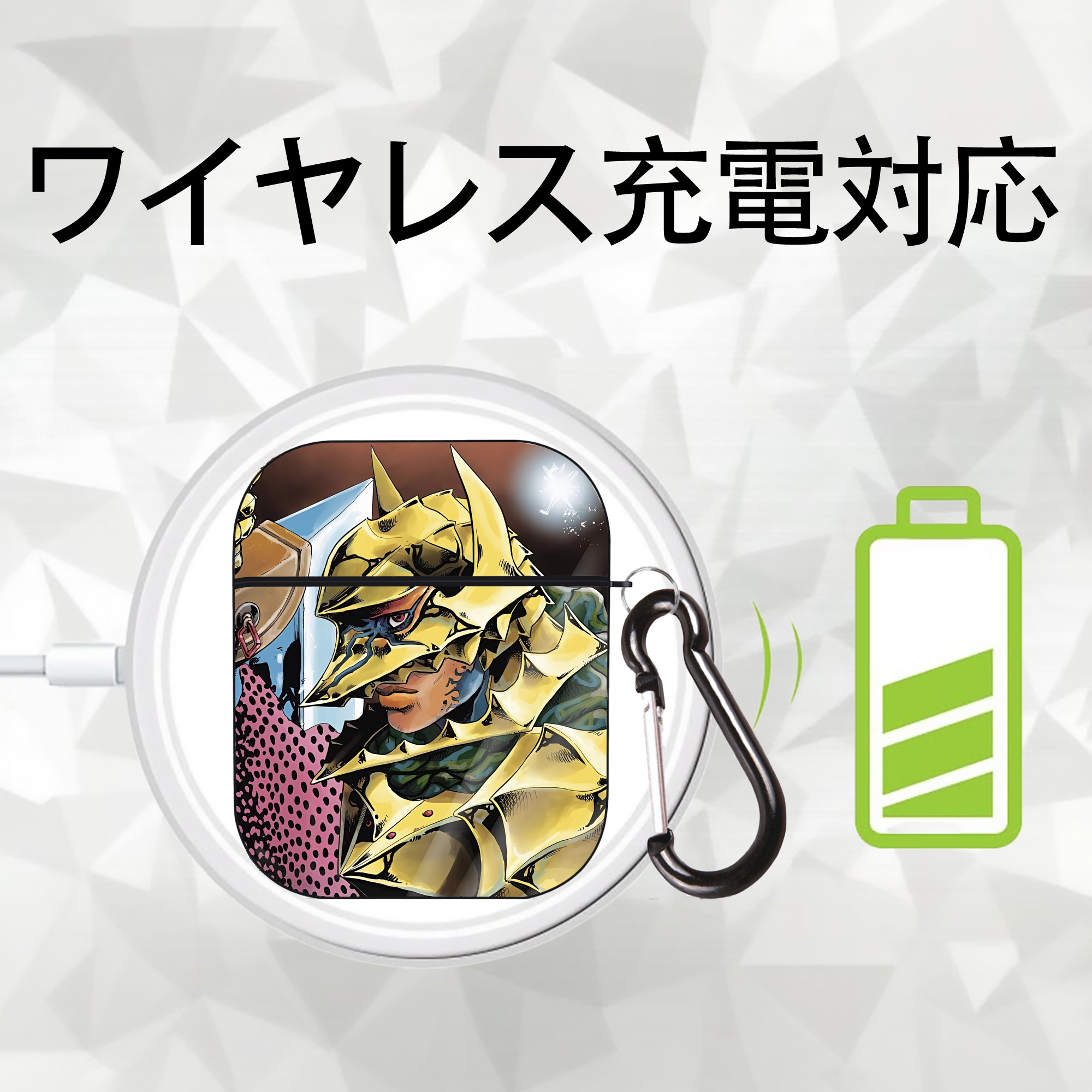 北斗の拳 Fist of the North Star AirPods 第2世代保護ケース ハードシェル ブラック 耐衝撃・防指紋・カラビナ付き