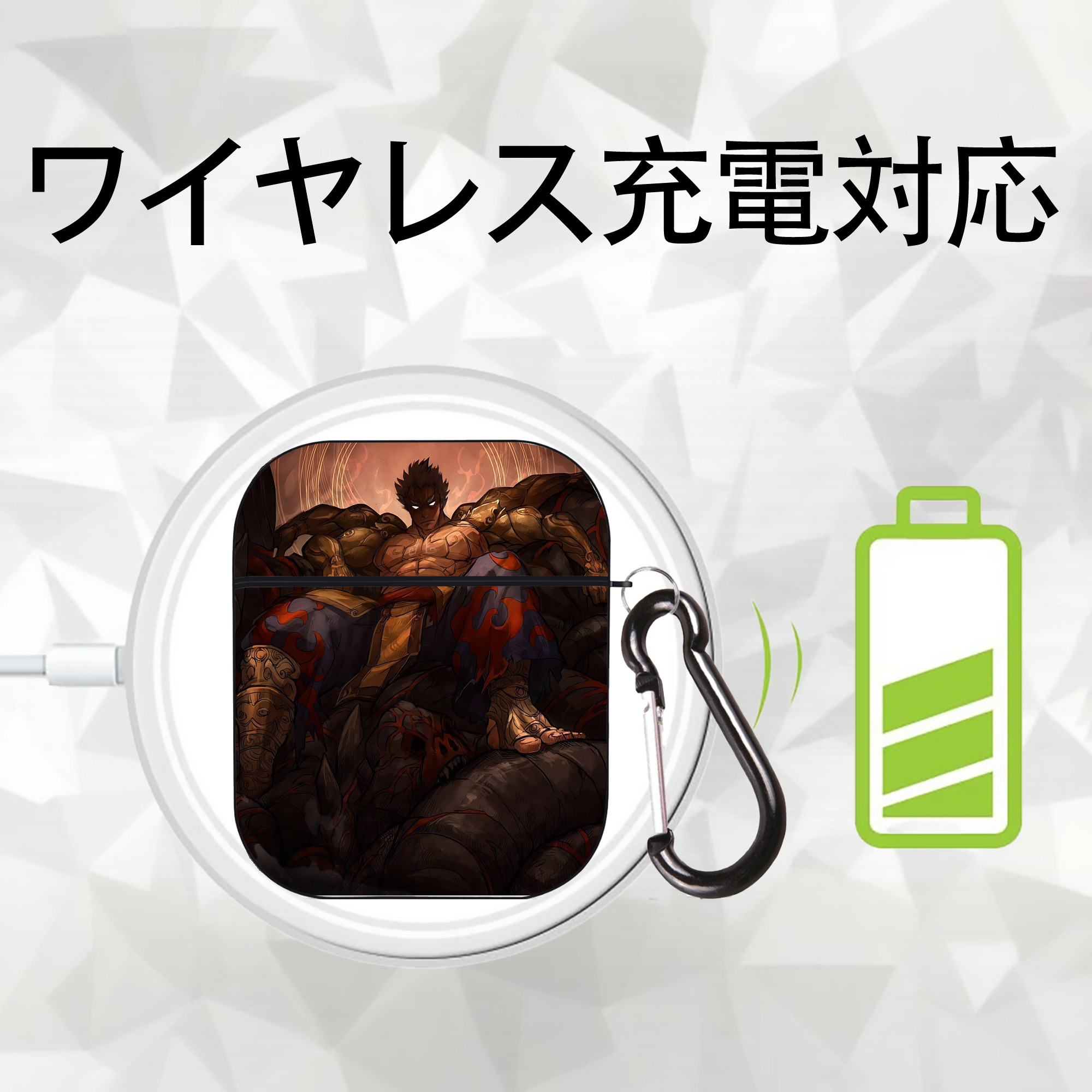 北斗の拳 Fist of the North Star AirPods 第2世代保護ケース ハードシェル ブラック 耐衝撃・防指紋・カラビナ付き
