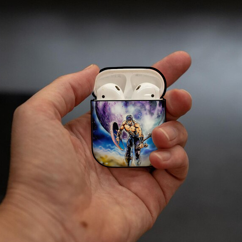 北斗の拳 Fist of the North Star AirPods 第2世代保護ケース ハードシェル ブラック 耐衝撃・防指紋・カラビナ付き