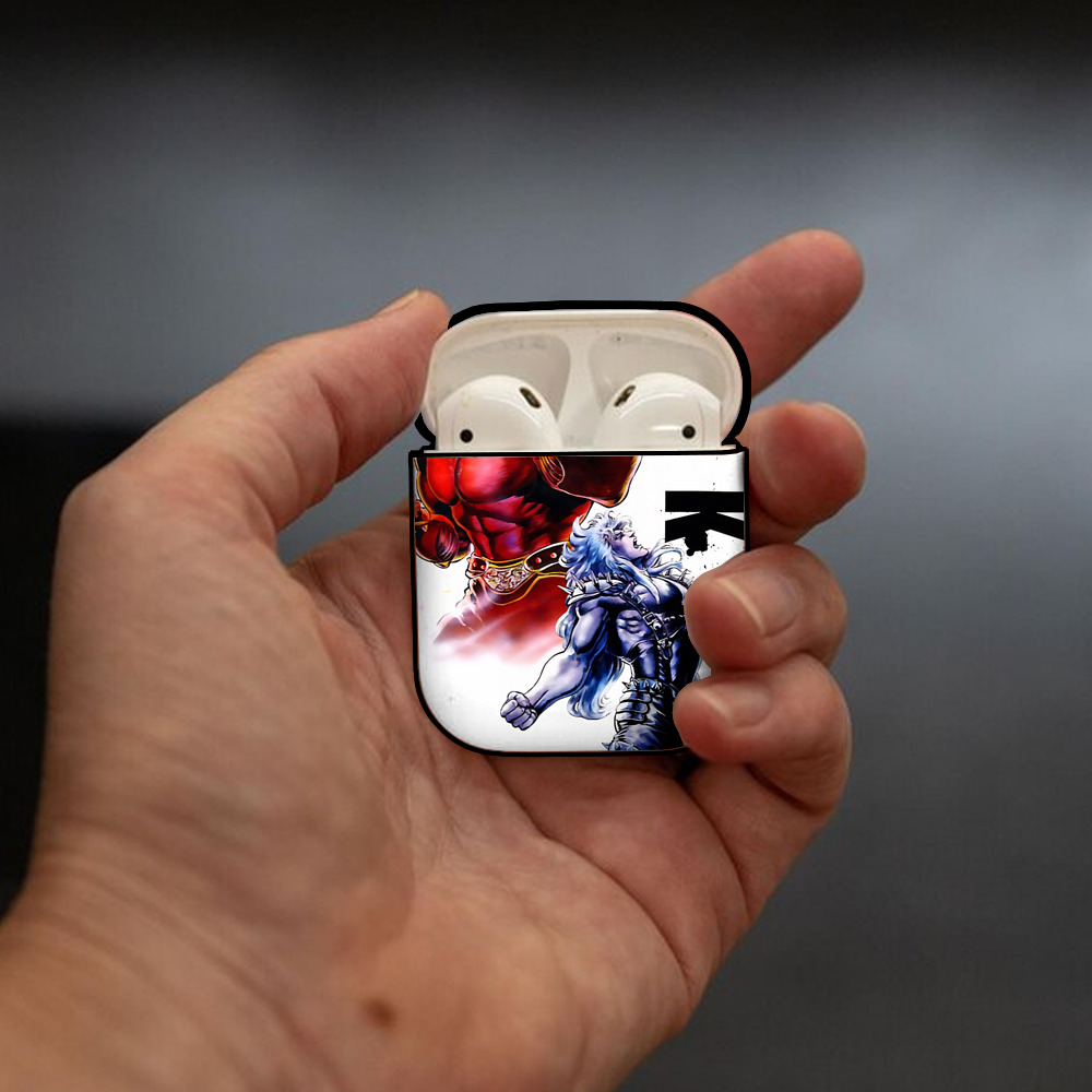 北斗の拳 Fist of the North Star AirPods 第2世代保護ケース ハードシェル ブラック 耐衝撃・防指紋・カラビナ付き
