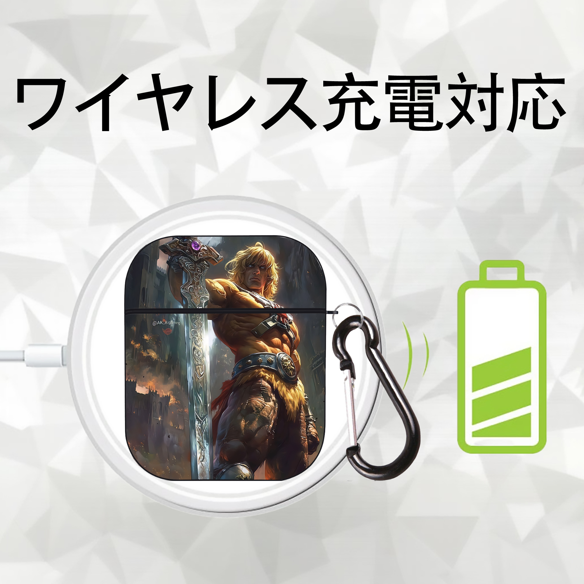 北斗の拳 Fist of the North Star AirPods 第2世代保護ケース ハードシェル ブラック 耐衝撃・防指紋・カラビナ付き