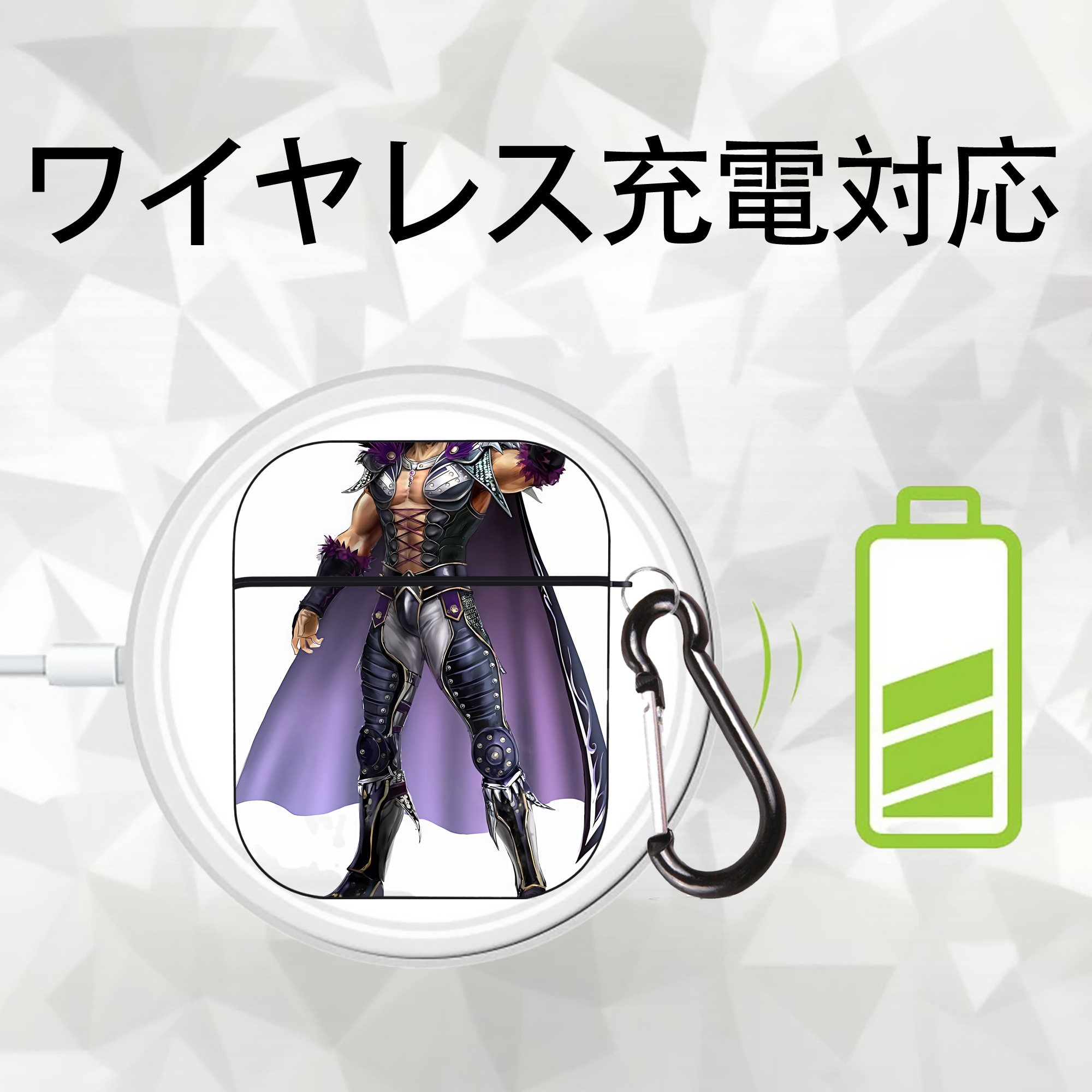 北斗の拳 Fist of the North Star AirPods 第2世代保護ケース ハードシェル ブラック 耐衝撃・防指紋・カラビナ付き