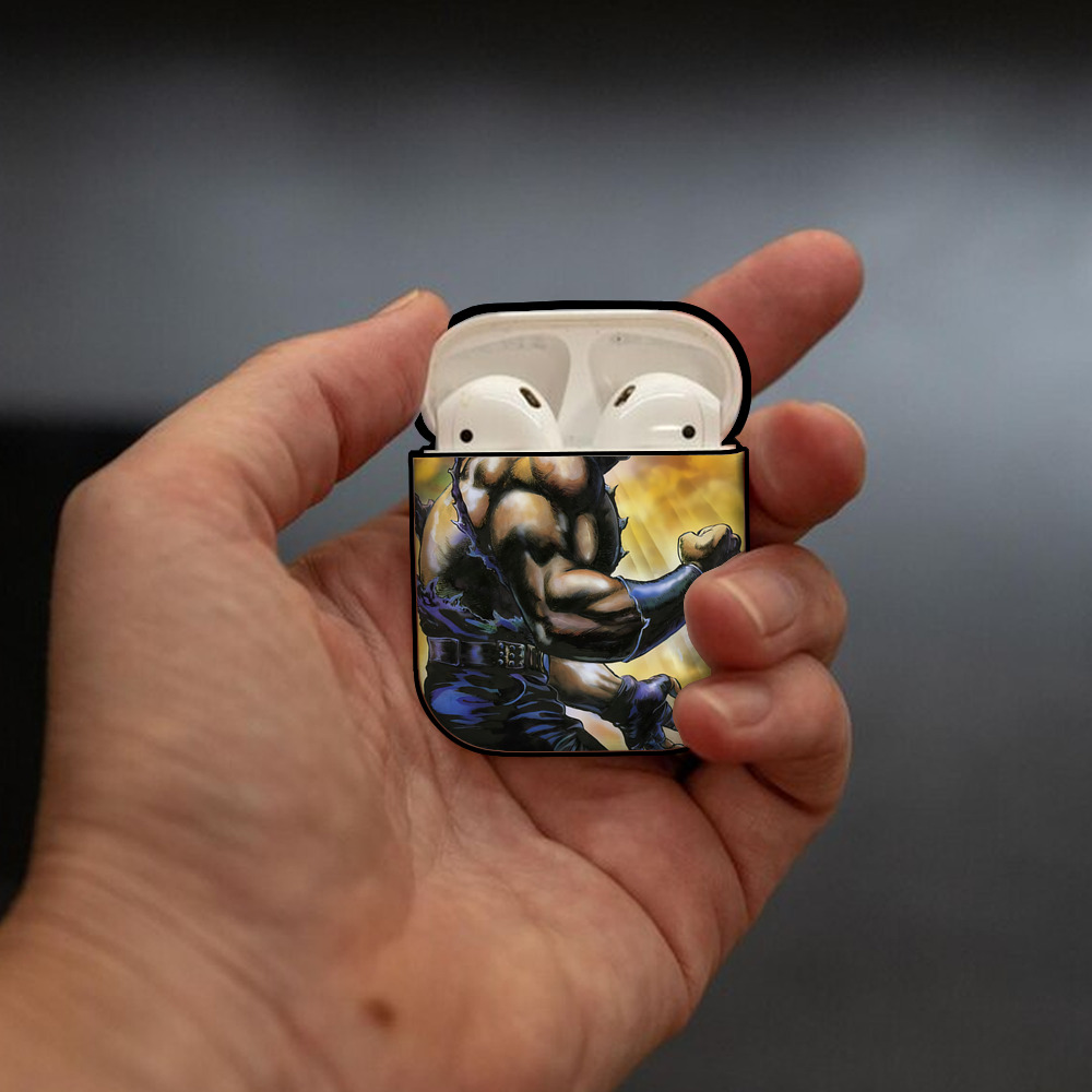 北斗の拳 Fist of the North Star AirPods 第2世代保護ケース ハードシェル ブラック 耐衝撃・防指紋・カラビナ付き