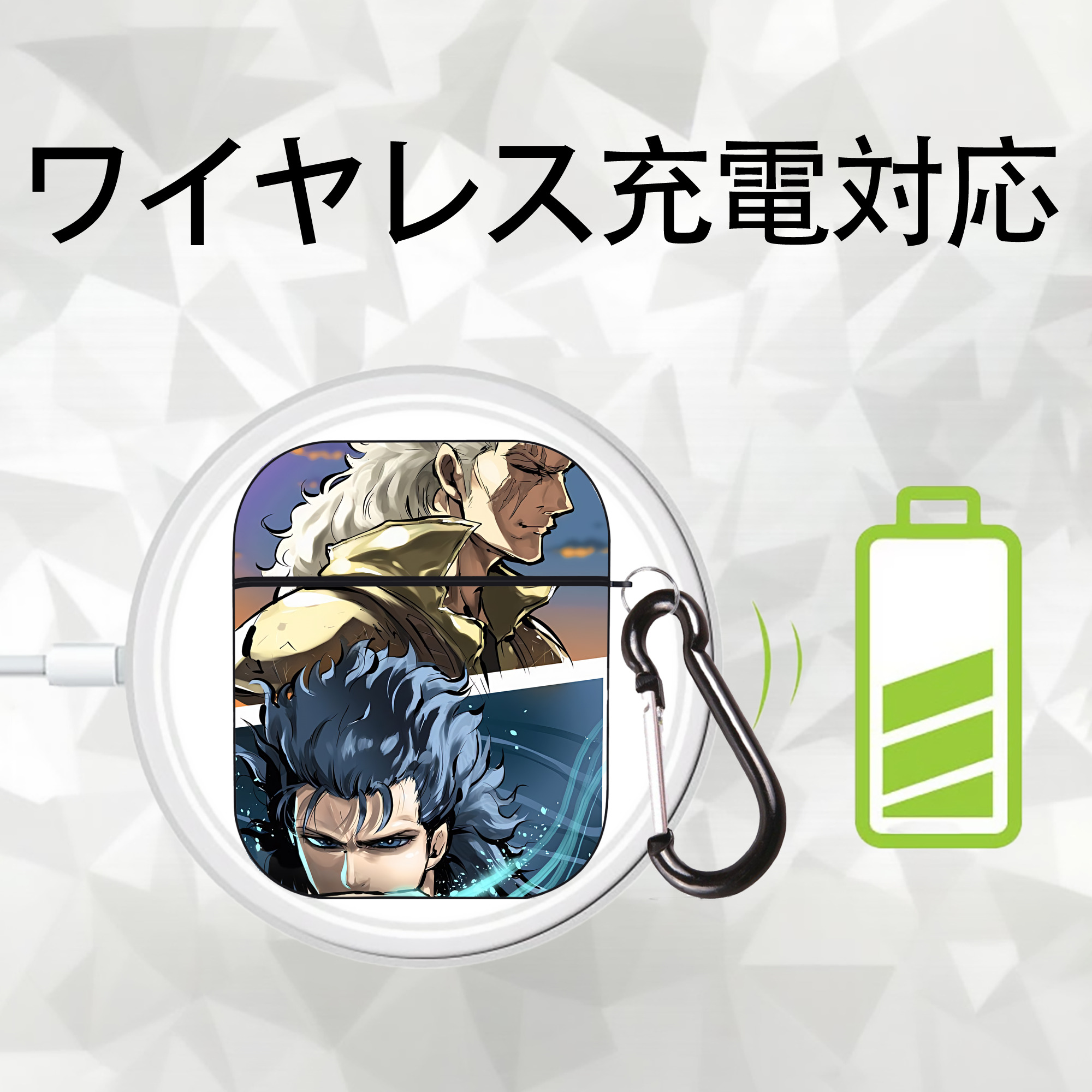北斗の拳 Fist of the North Star AirPods 第2世代保護ケース ハードシェル ブラック 耐衝撃・防指紋・カラビナ付き