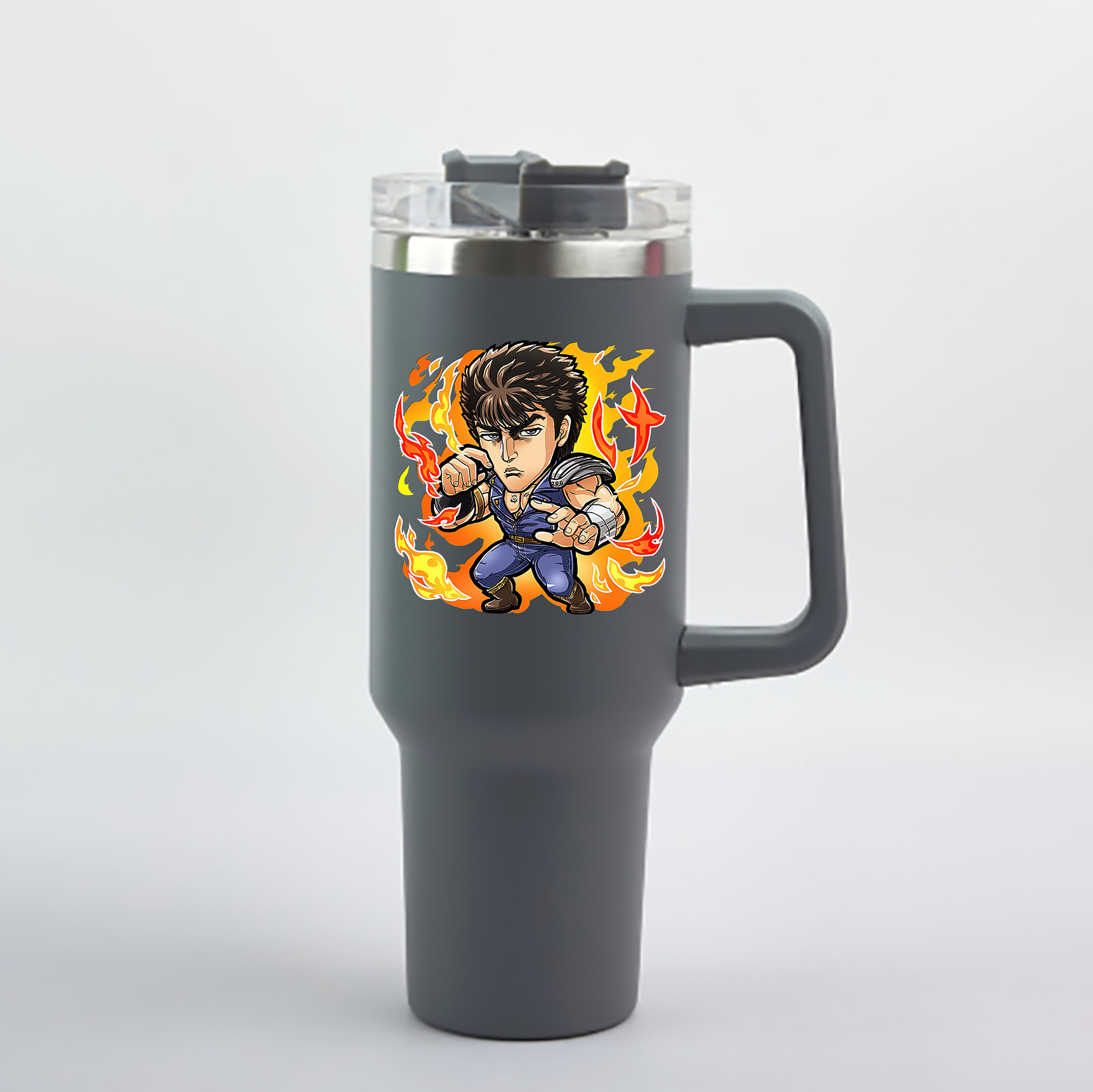 （画像用） 北斗の拳 Fist of the North Star 1200mL車用タンブラー - クリスタルステッカー（プラスチックストロー付き）