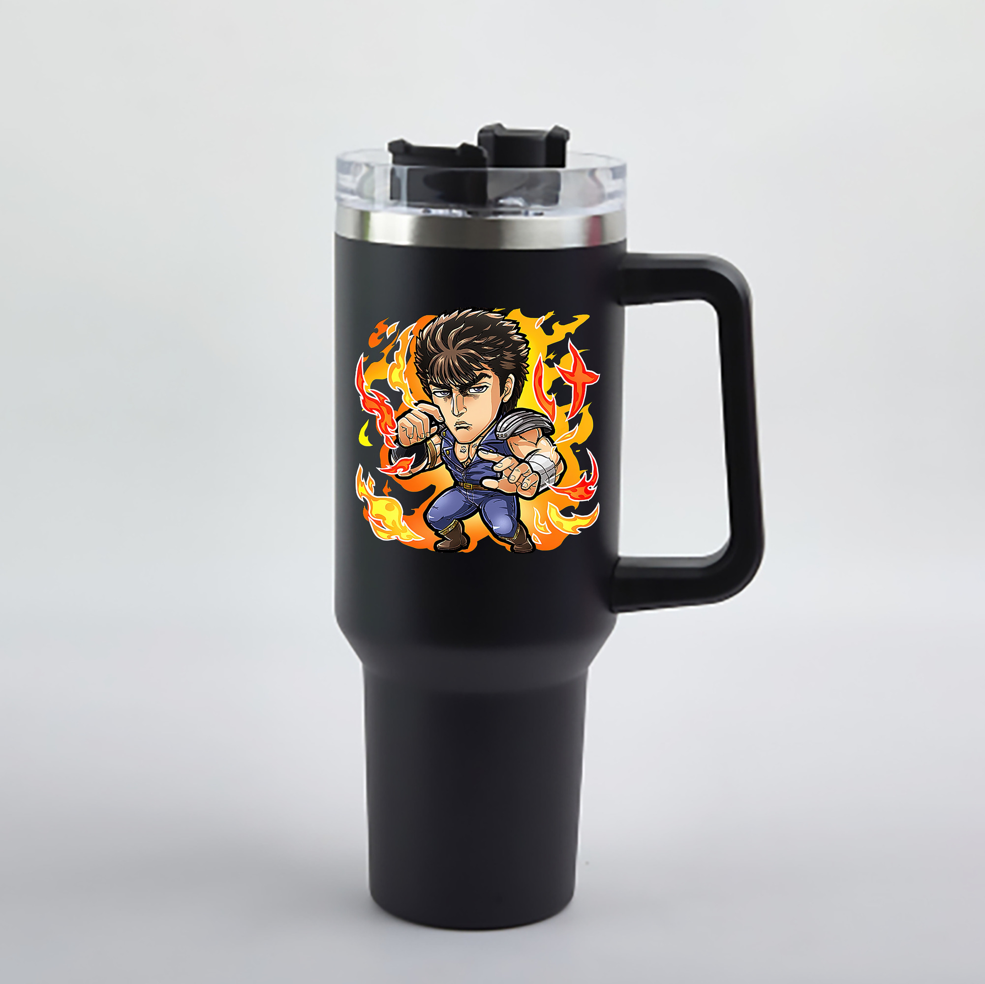 （画像用） 北斗の拳 Fist of the North Star 1200mL車用タンブラー - クリスタルステッカー（プラスチックストロー付き）