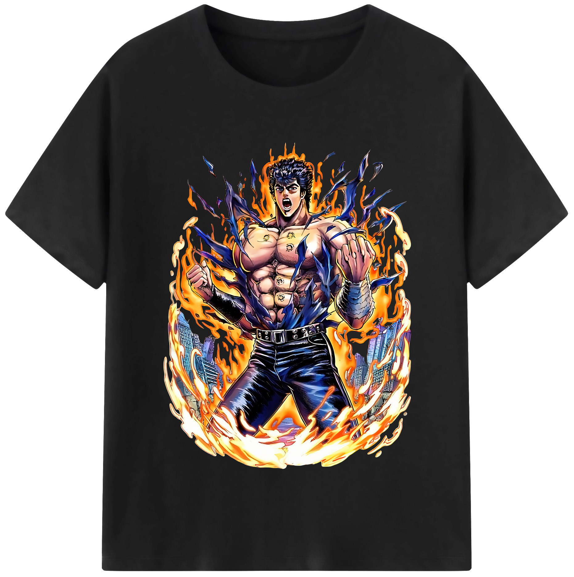 （画像用） 北斗の拳 Fist of the North Star 綿100％半袖Tシャツ（フロントプリント）