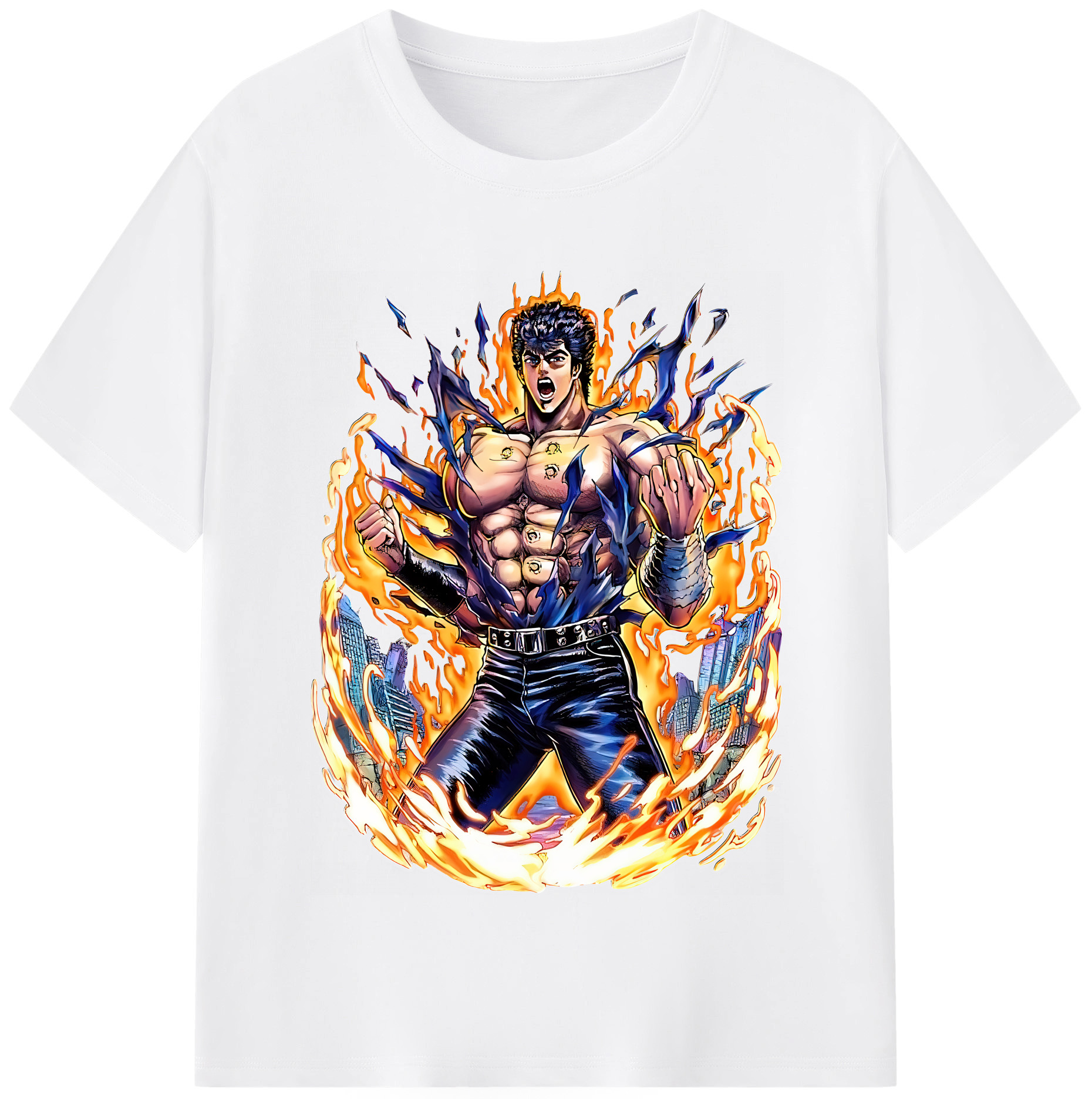 （画像用） 北斗の拳 Fist of the North Star 綿100％半袖Tシャツ（フロントプリント）