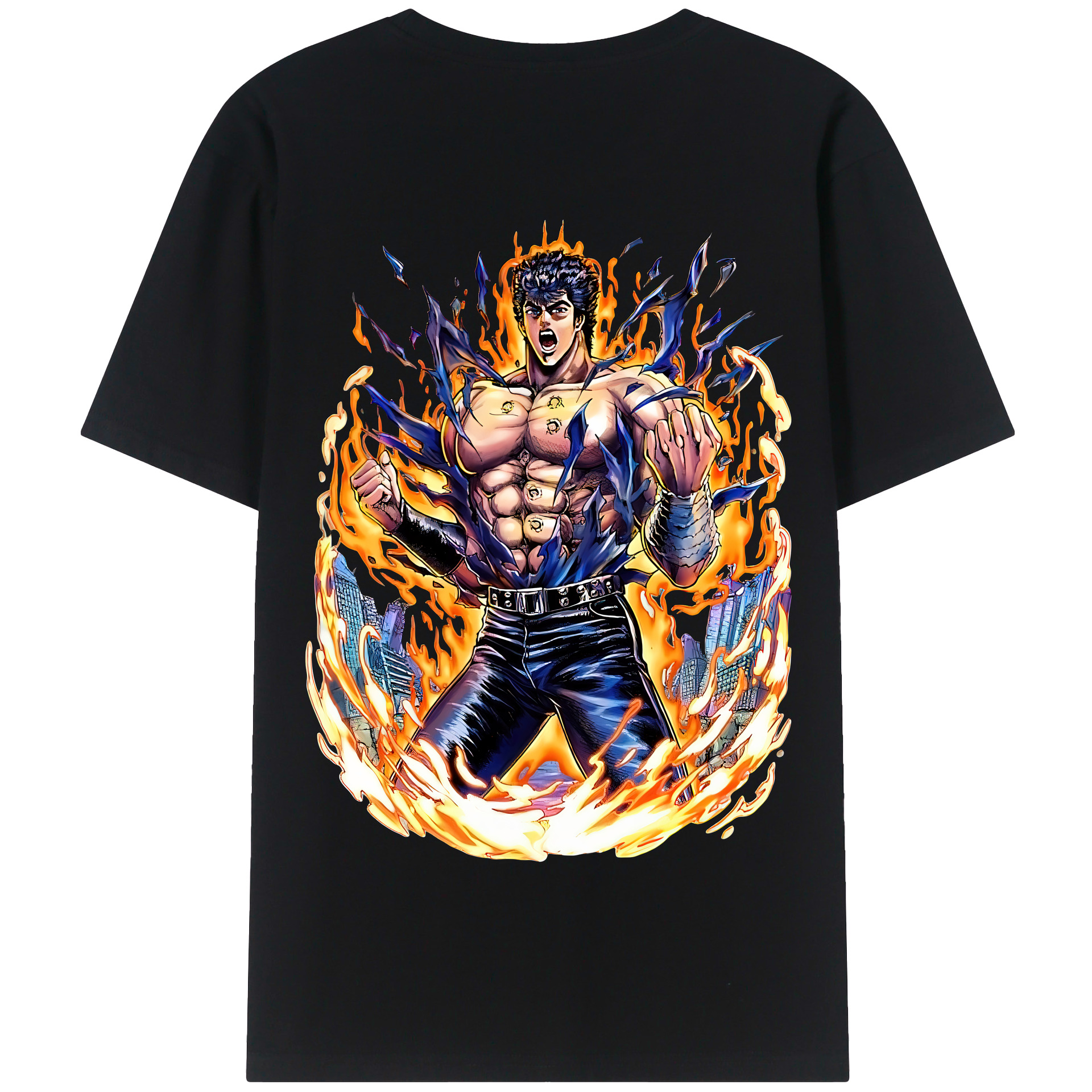 （画像用） 北斗の拳 Fist of the North Star 綿100％半袖Tシャツ（背面プリント）