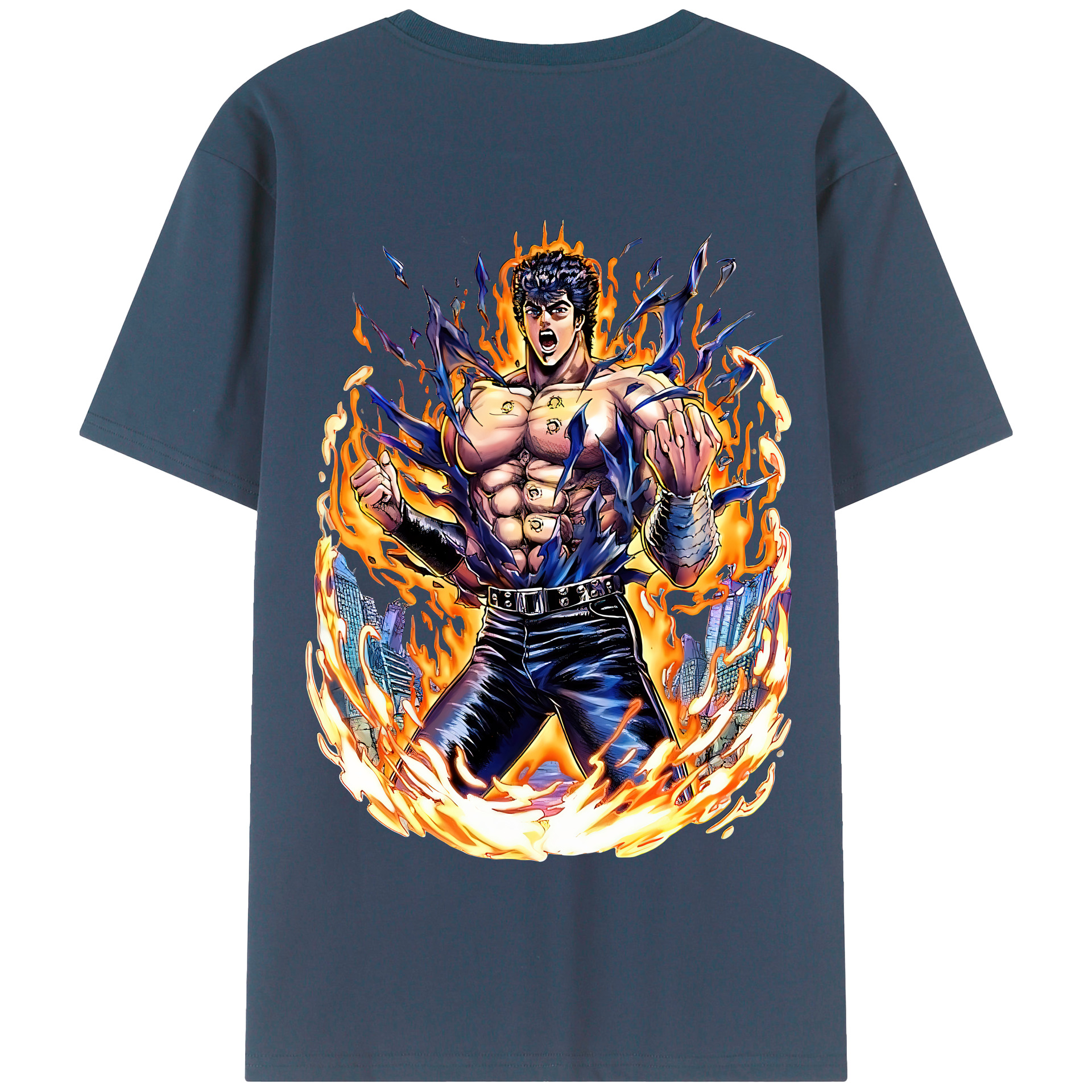 （画像用） 北斗の拳 Fist of the North Star 綿100％半袖Tシャツ（背面プリント）