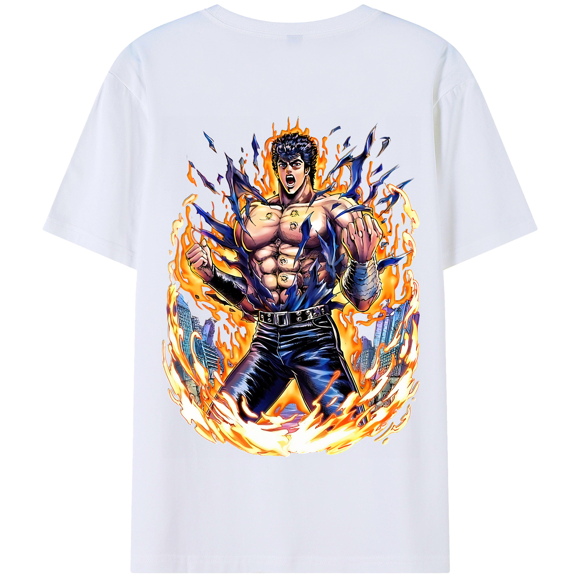 （画像用） 北斗の拳 Fist of the North Star 綿100％半袖Tシャツ（背面プリント）