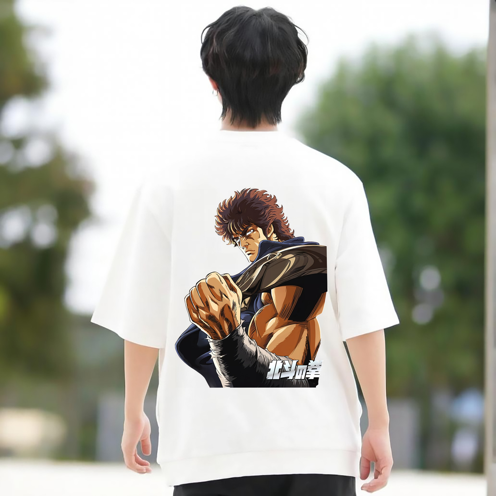 北斗の拳 Fist of the North Star 綿100％半袖Tシャツ（背面プリント）