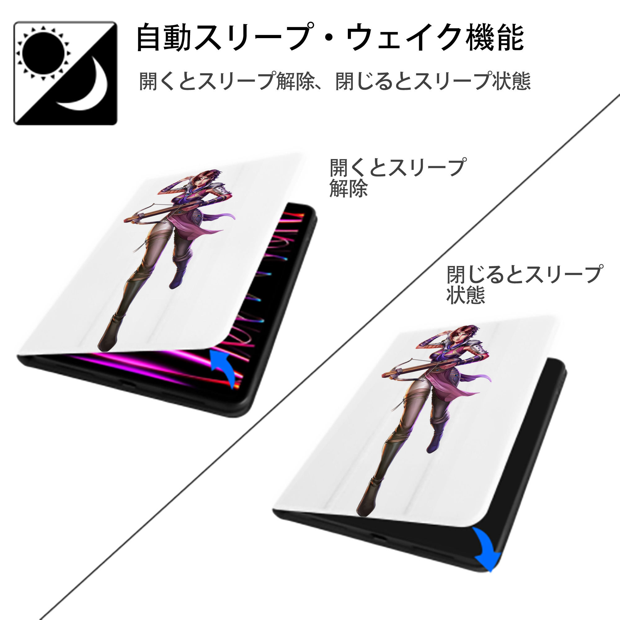 北斗の拳 Fist of the North Star IPad ケース ペン収納付き 三つ折りスタンド PUレザー×シリコン 対応機種9.5/10.5/10.9インチ
