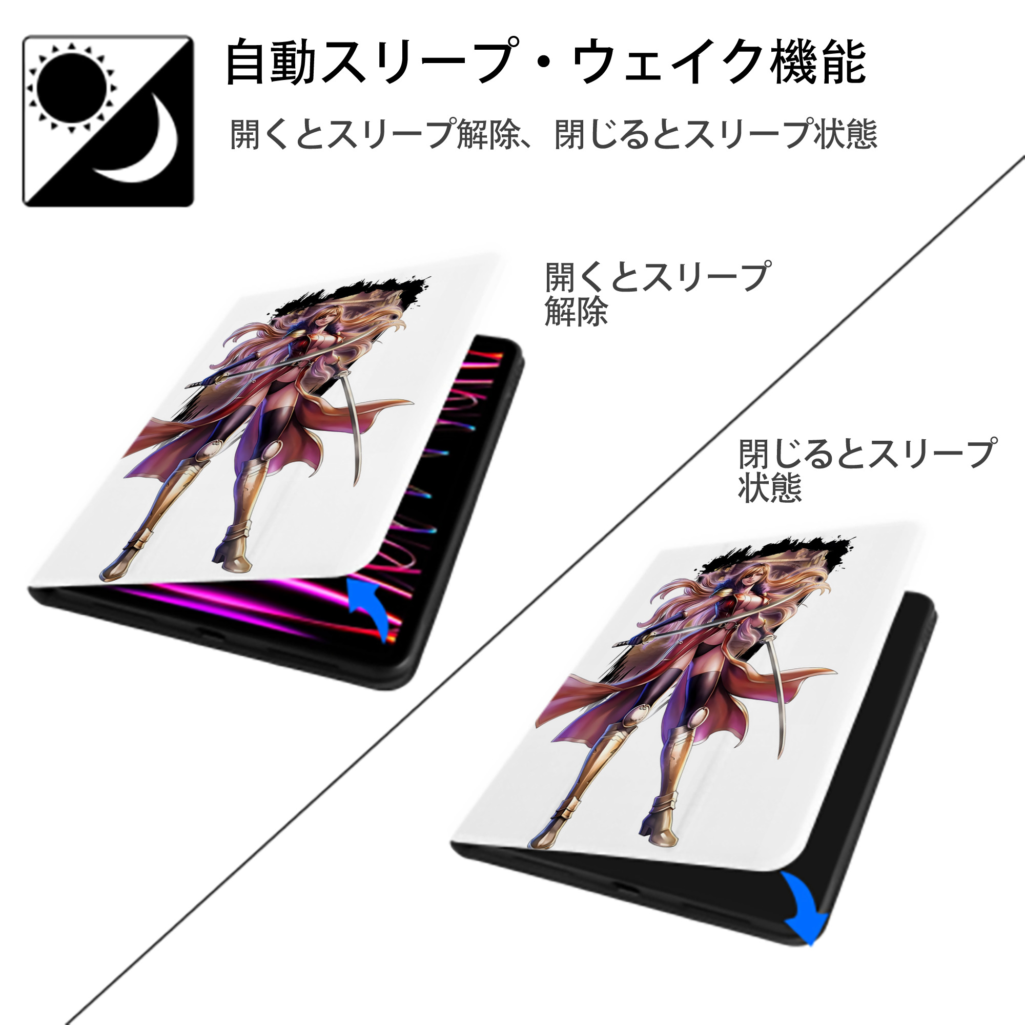 北斗の拳 Fist of the North Star IPad ケース ペン収納付き 三つ折りスタンド PUレザー×シリコン 対応機種9.5/10.5/10.9インチ