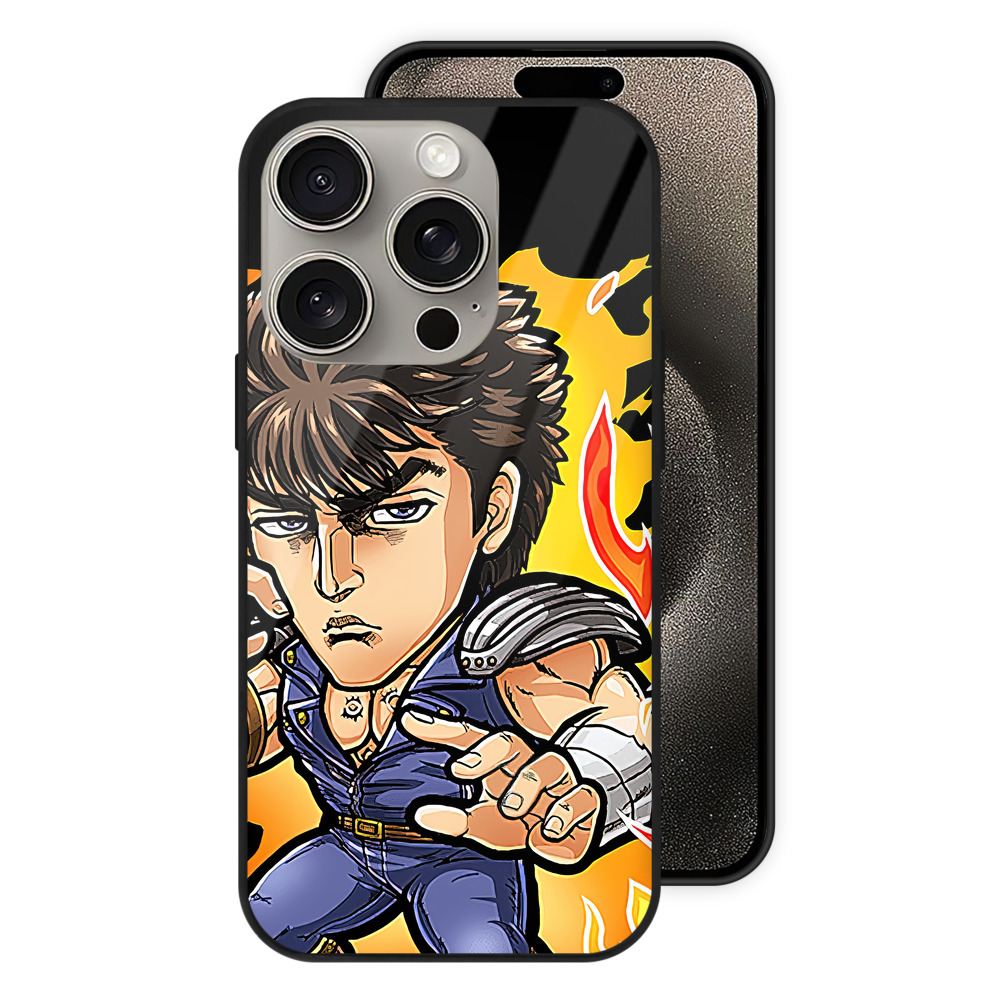 （画像用） 北斗の拳 Fist of the North Star 【iPhone15Pro対応】スマホケース 耐衝撃＆黄変防止 背面ガラス
