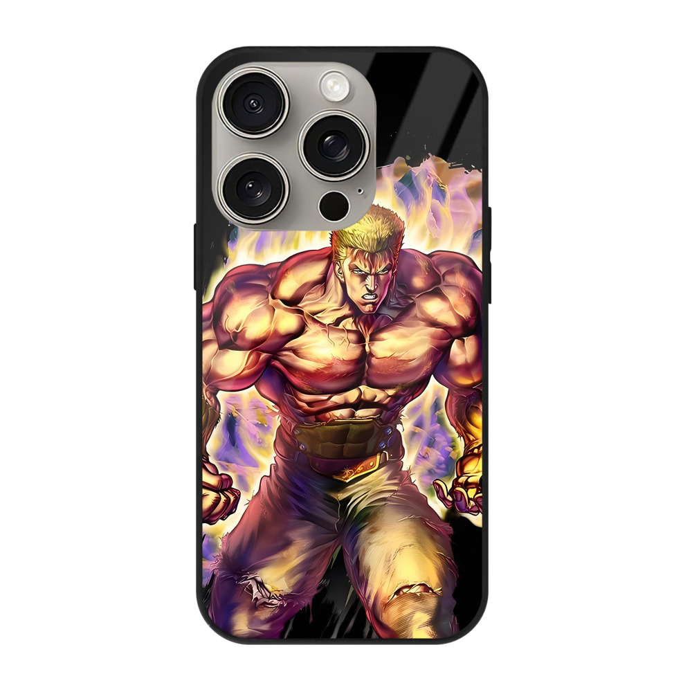 （画像用） 北斗の拳 Fist of the North Star 【iPhone15Pro対応】スマホケース 耐衝撃＆黄変防止 背面ガラス