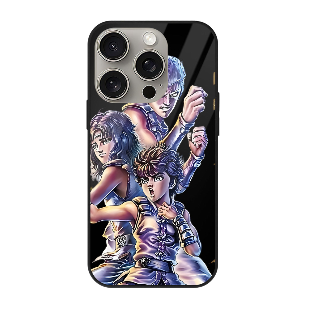 （画像用） 北斗の拳 Fist of the North Star 【iPhone15Pro対応】スマホケース 耐衝撃＆黄変防止 背面ガラス