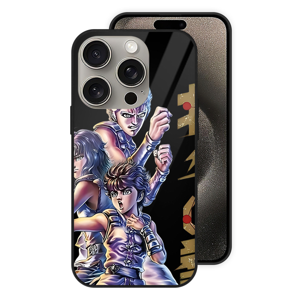 （画像用） 北斗の拳 Fist of the North Star 【iPhone15Pro対応】スマホケース 耐衝撃＆黄変防止 背面ガラス