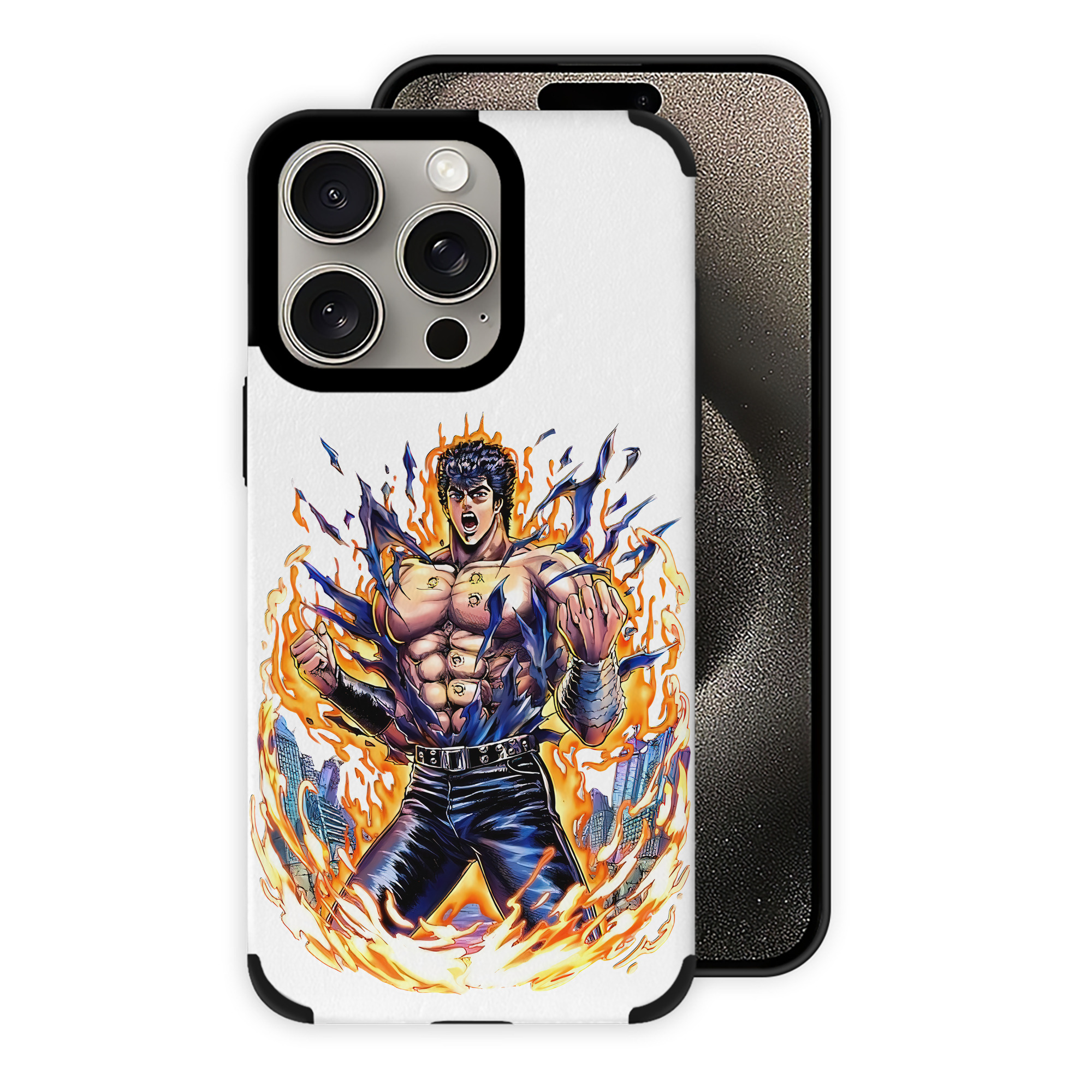 （画像用） 北斗の拳 Fist of the North Star 【iPhone15ProMax対応】 PUレザー スマホケース 耐衝撃＆黄変防止
