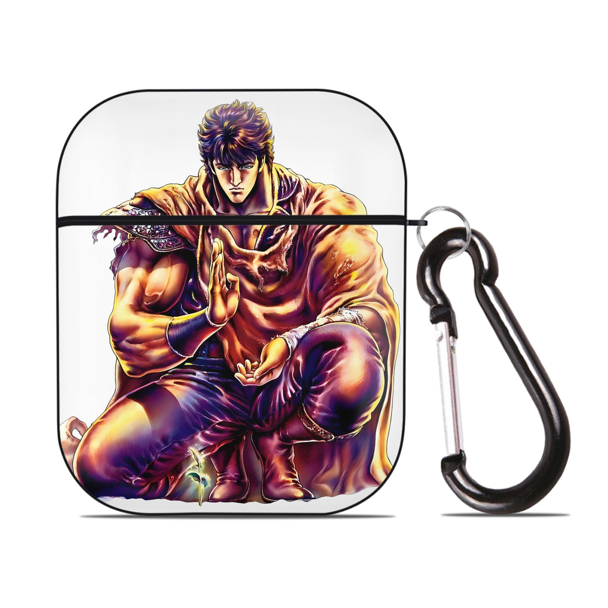 （画像用） 北斗の拳 Fist of the North Star AirPods 第2世代保護ケース ハードシェル ブラック 耐衝撃・防指紋・カラビナ付き