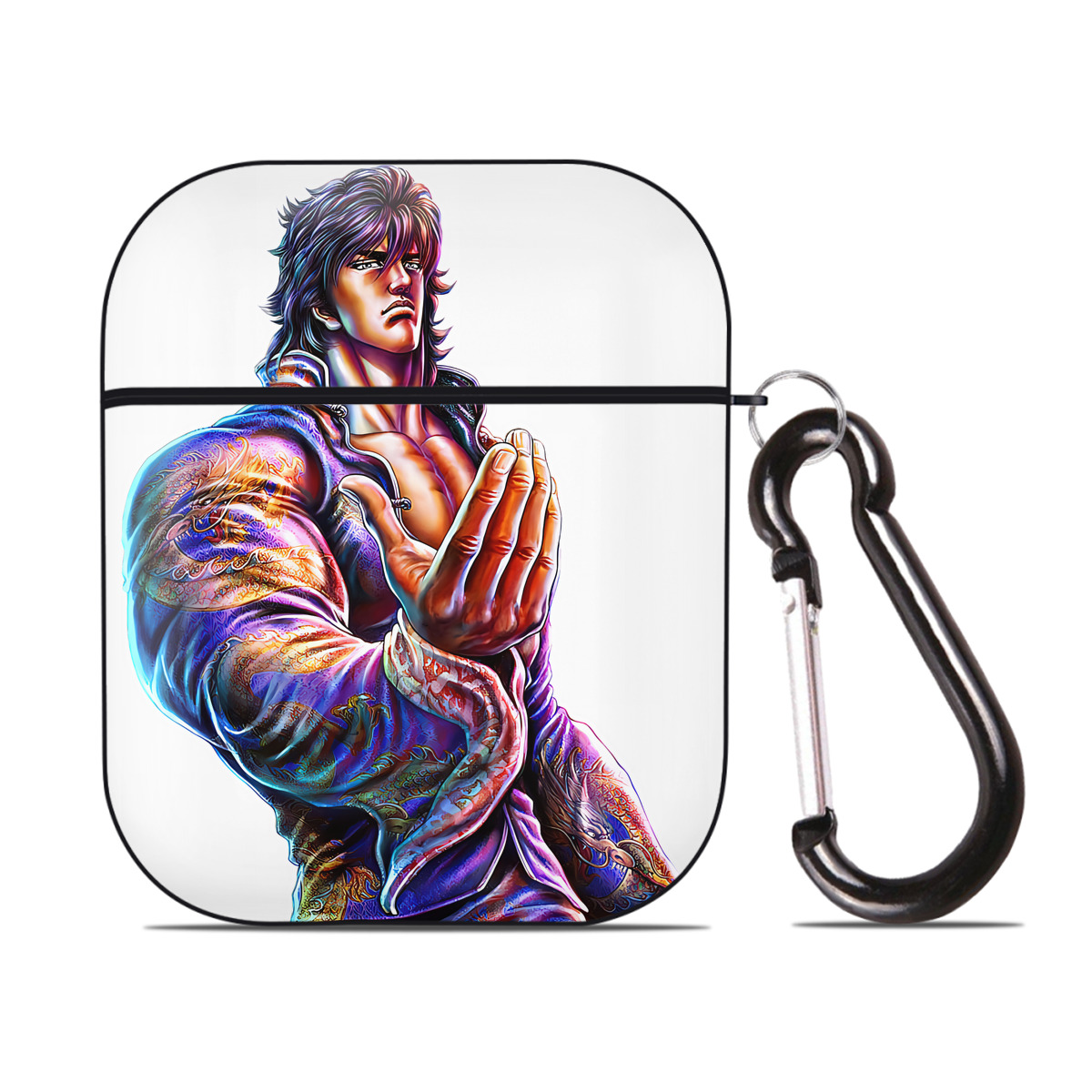 （画像用） 北斗の拳 Fist of the North Star AirPods 第2世代保護ケース ハードシェル ブラック 耐衝撃・防指紋・カラビナ付き