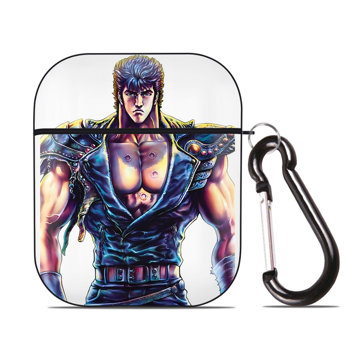 （画像用） 北斗の拳 Fist of the North Star AirPods 第2世代保護ケース ハードシェル ブラック 耐衝撃・防指紋・カラビナ付き