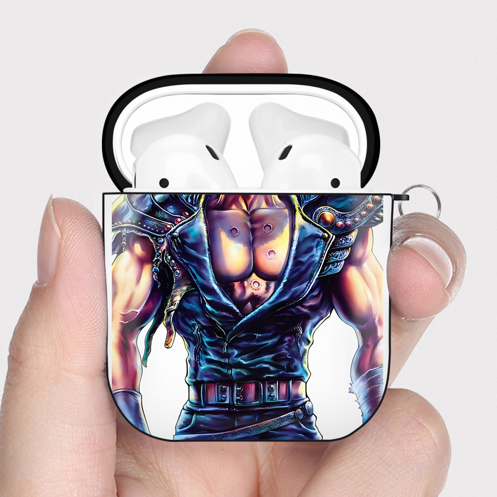 （画像用） 北斗の拳 Fist of the North Star AirPods 第2世代保護ケース ハードシェル ブラック 耐衝撃・防指紋・カラビナ付き