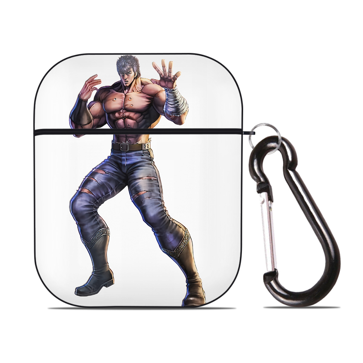 （画像用） 北斗の拳 Fist of the North Star AirPods 第2世代保護ケース ハードシェル ブラック 耐衝撃・防指紋・カラビナ付き