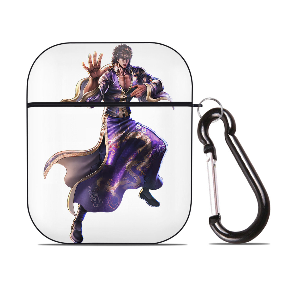 （画像用） 北斗の拳 Fist of the North Star AirPods 第2世代保護ケース ハードシェル ブラック 耐衝撃・防指紋・カラビナ付き