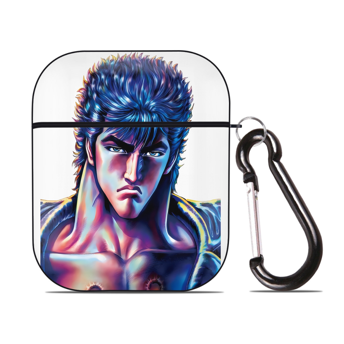 （画像用） 北斗の拳 Fist of the North Star AirPods 第2世代保護ケース ハードシェル ブラック 耐衝撃・防指紋・カラビナ付き