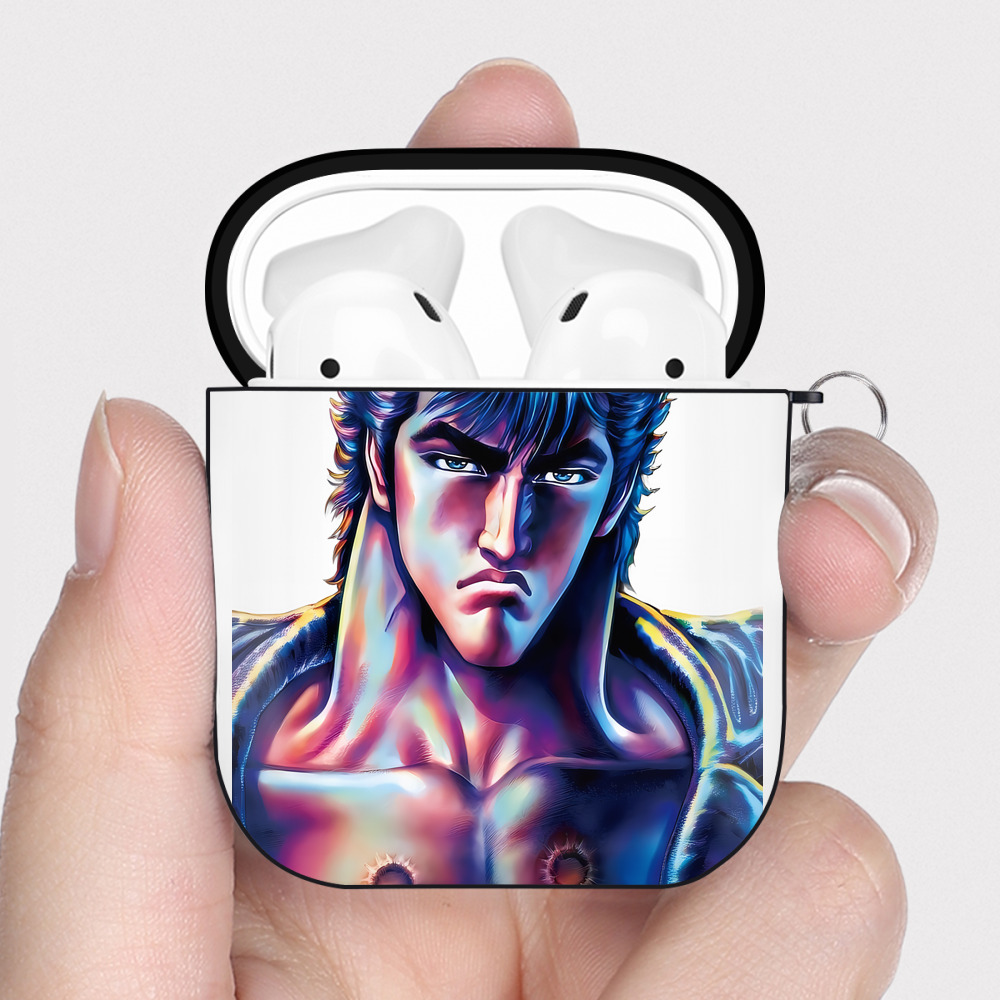 （画像用） 北斗の拳 Fist of the North Star AirPods 第2世代保護ケース ハードシェル ブラック 耐衝撃・防指紋・カラビナ付き