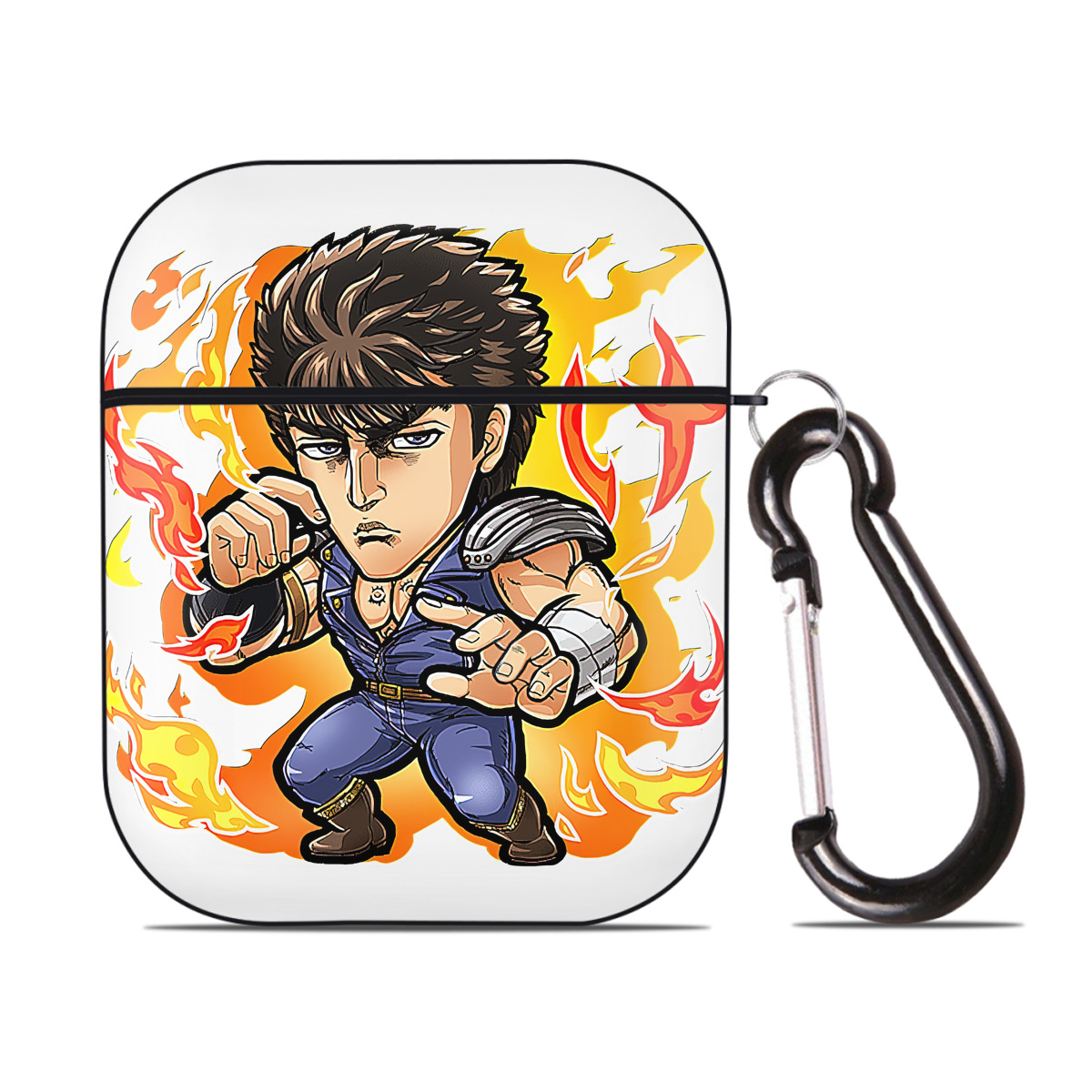 （画像用） 北斗の拳 Fist of the North Star AirPods 第2世代保護ケース ハードシェル ブラック 耐衝撃・防指紋・カラビナ付き